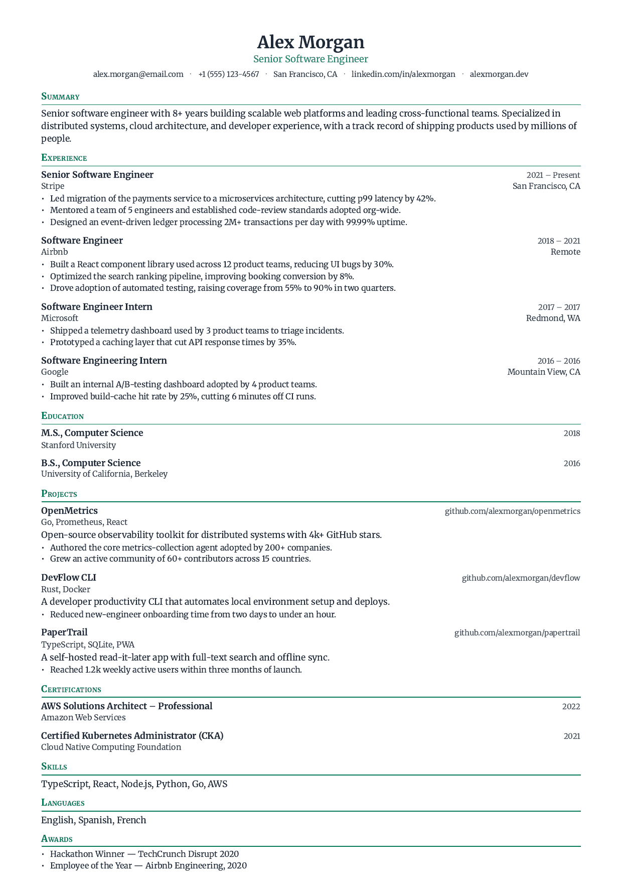 Senior Financial Controller resume template