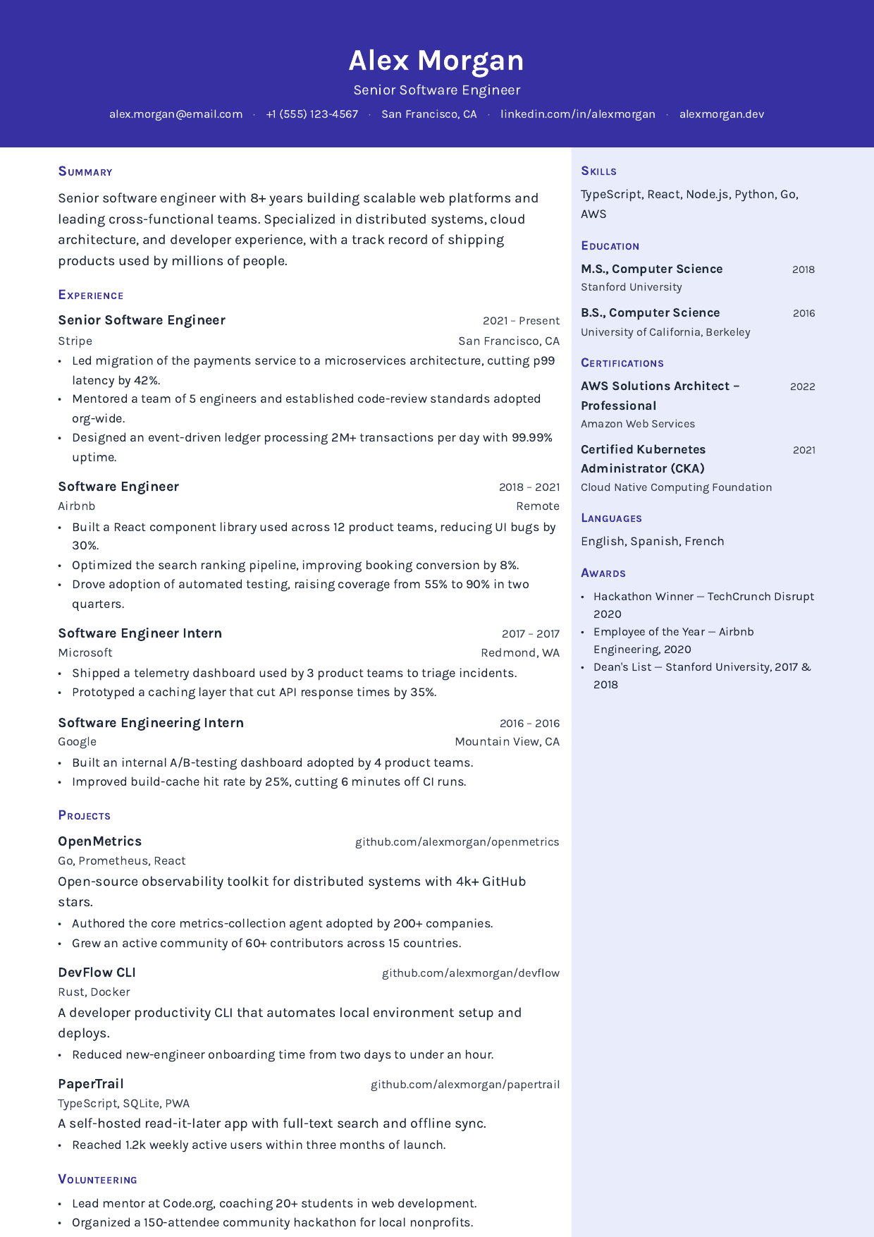 UX Researcher resume template