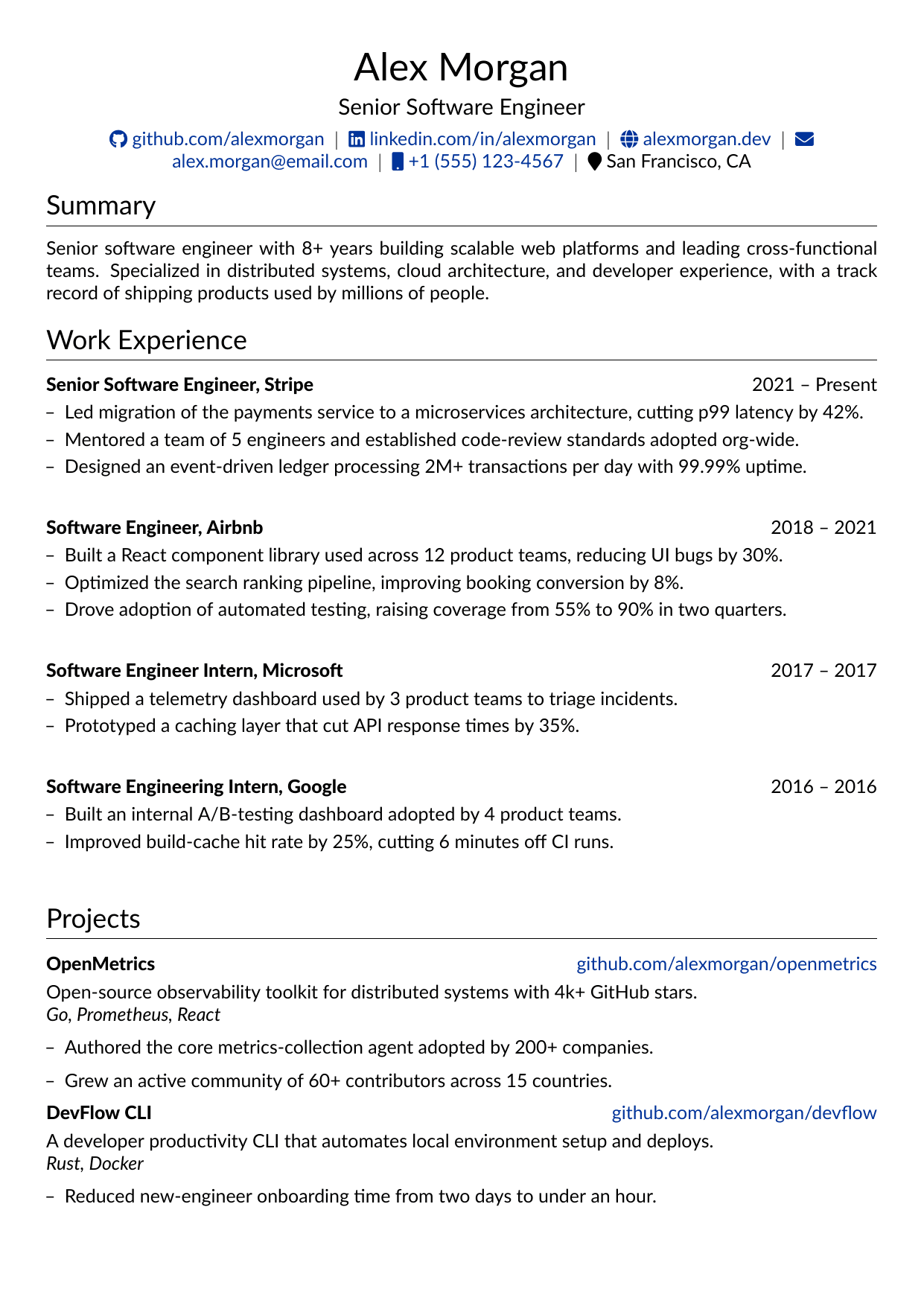 Director of Sales LaTeX resume template