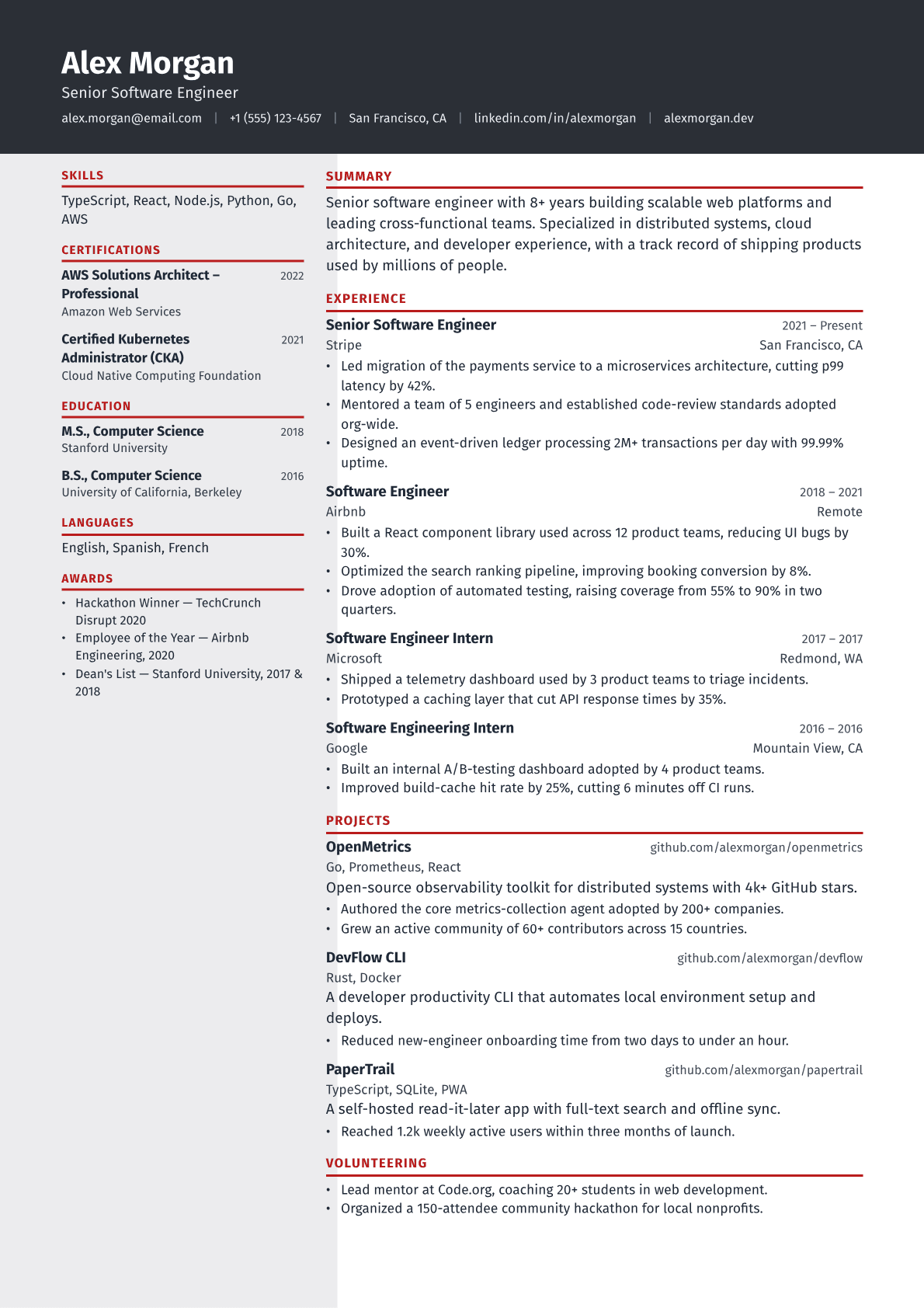 Sales Team Lead resume template