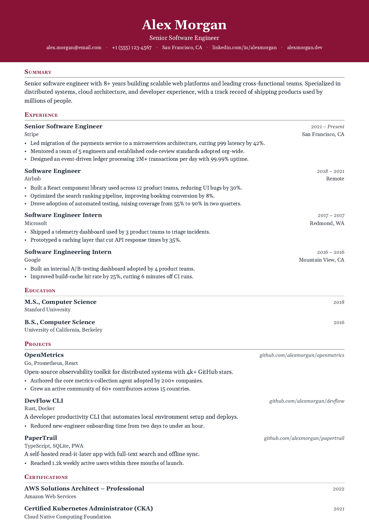 VP of Sales resume template