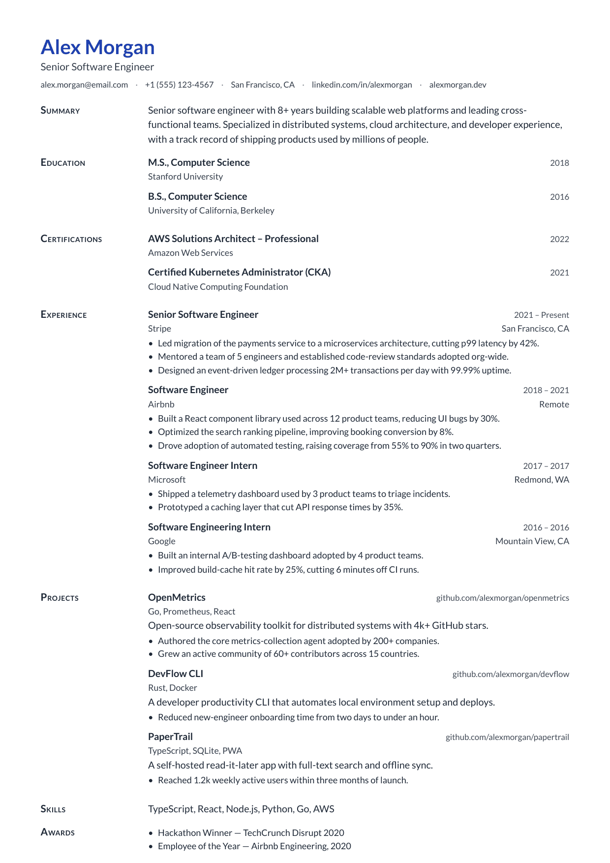Senior Physician Assistant resume template