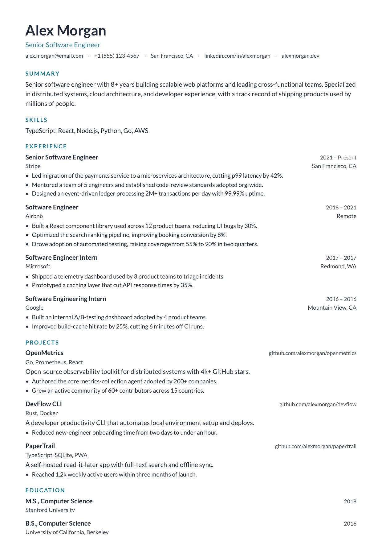 UX Designer resume template