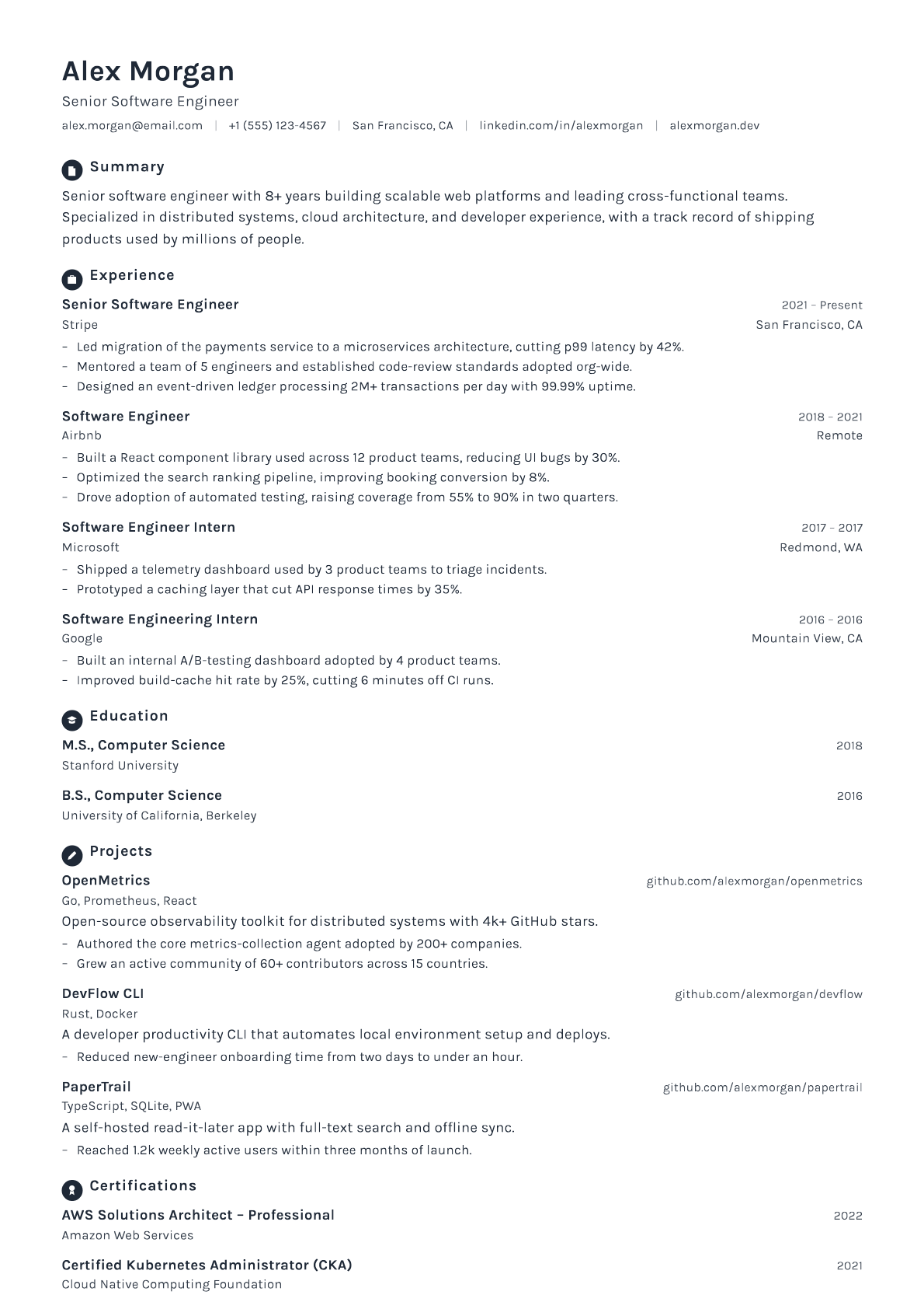 Platform Engineer resume template