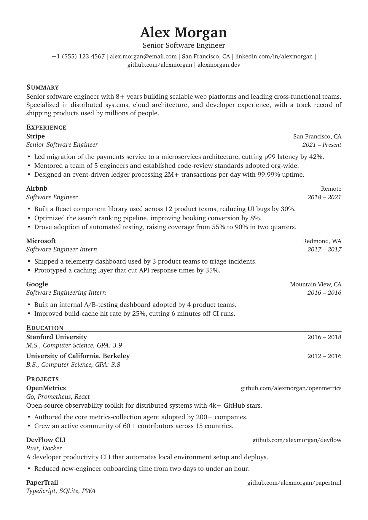 Senior Project Manager resume template