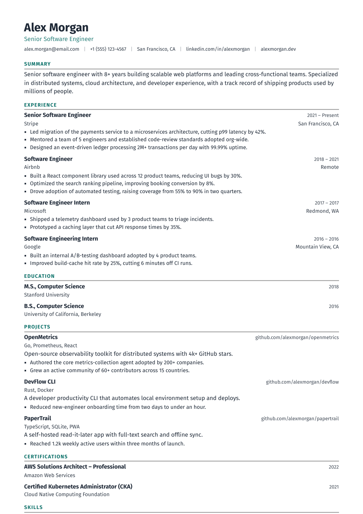 Embedded Systems Engineer resume template