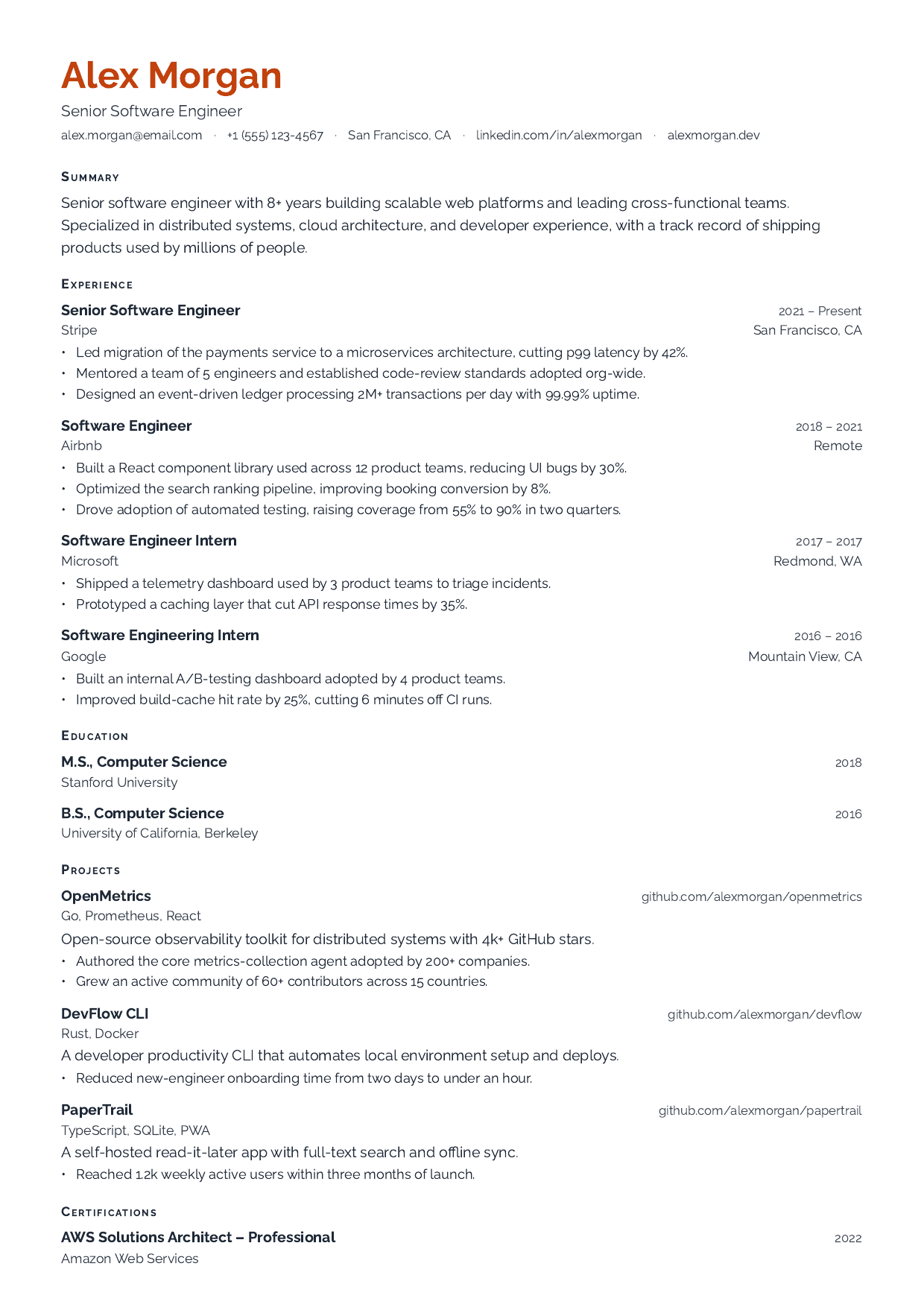 Coral Studio resume template