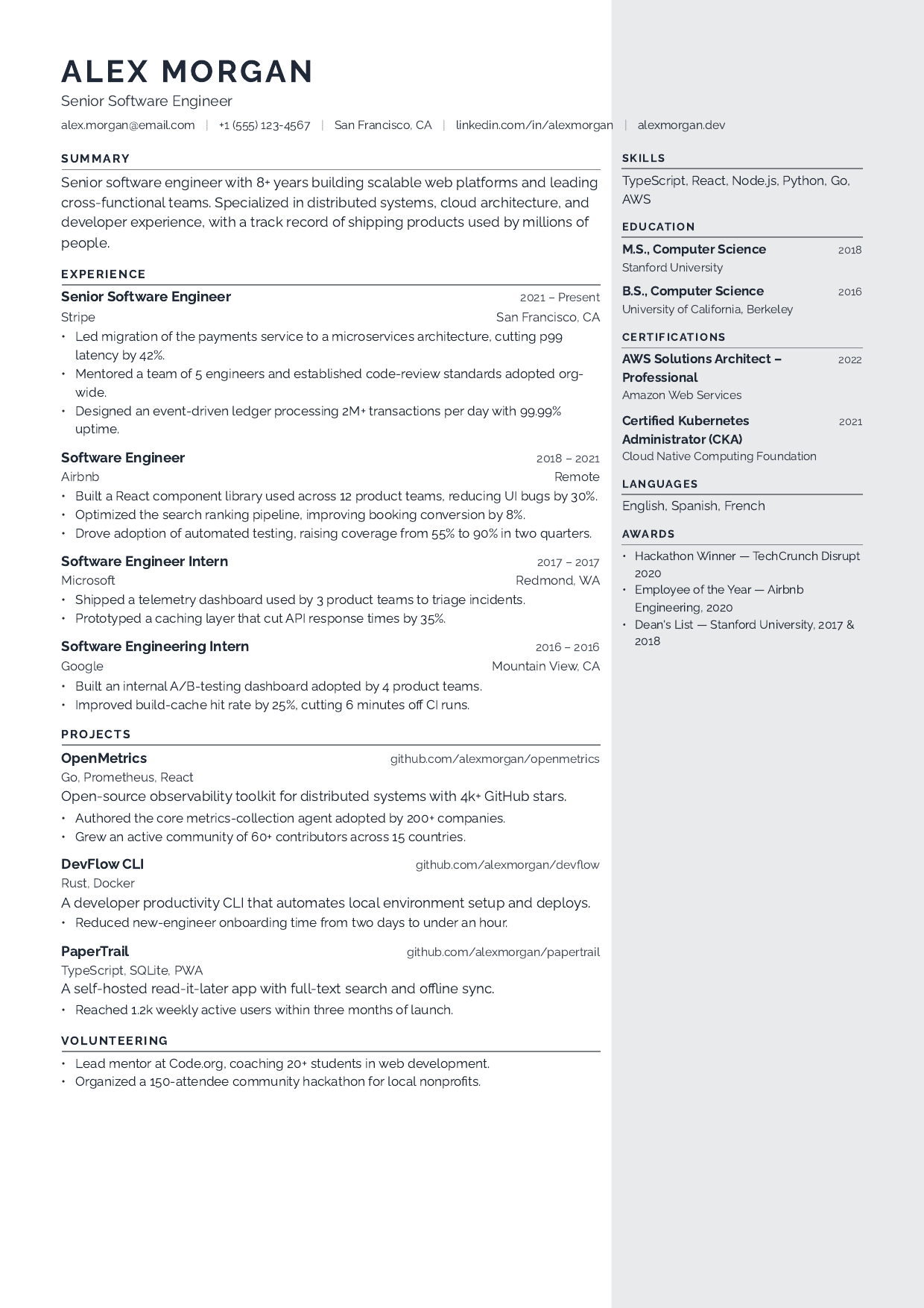 Chief Operating Officer resume template
