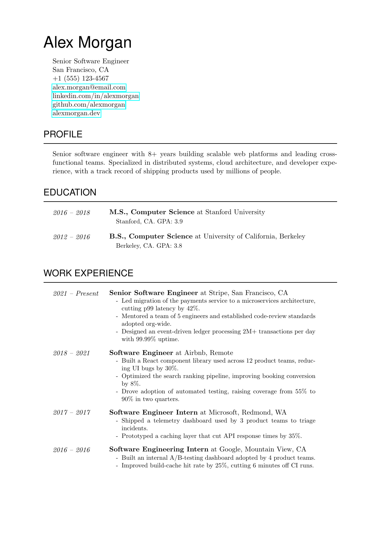 Director of Strategy LaTeX resume template preview