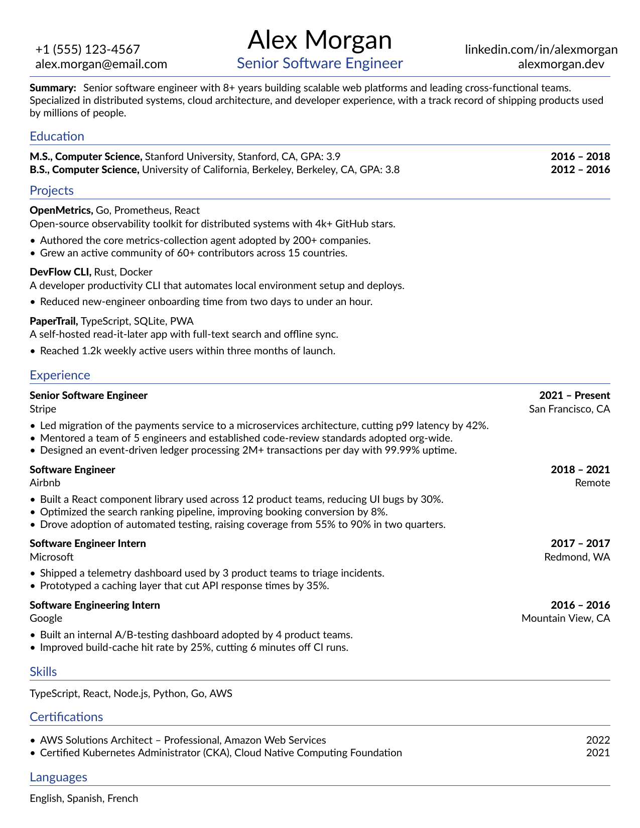 Store Manager resume template