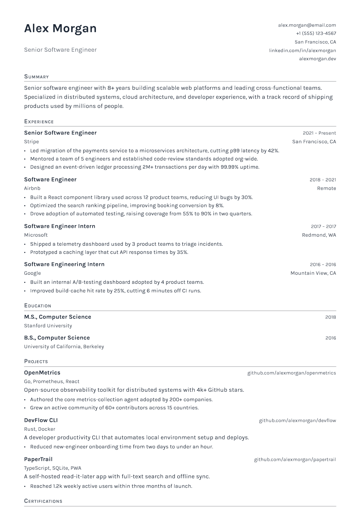 Front Office Manager resume template