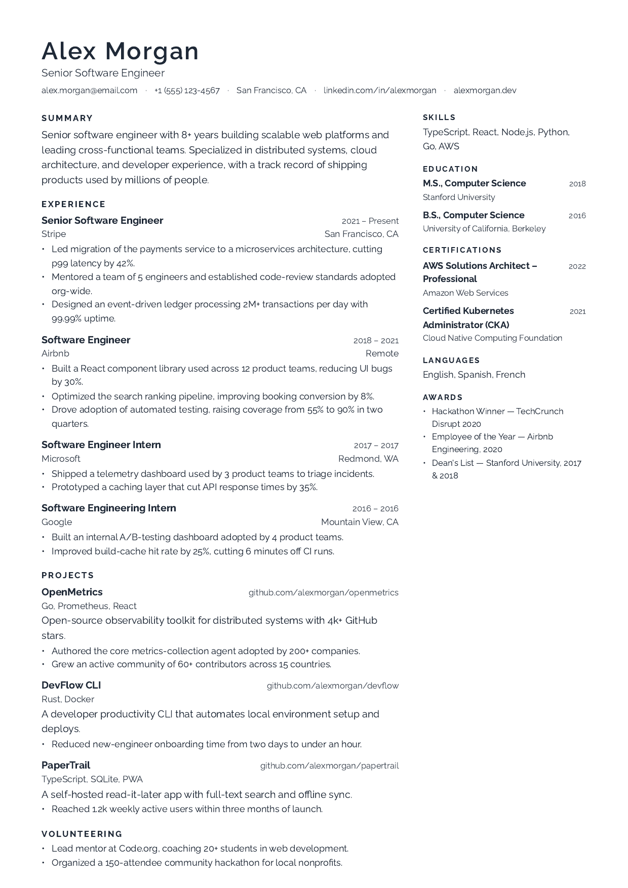 Art Director resume template