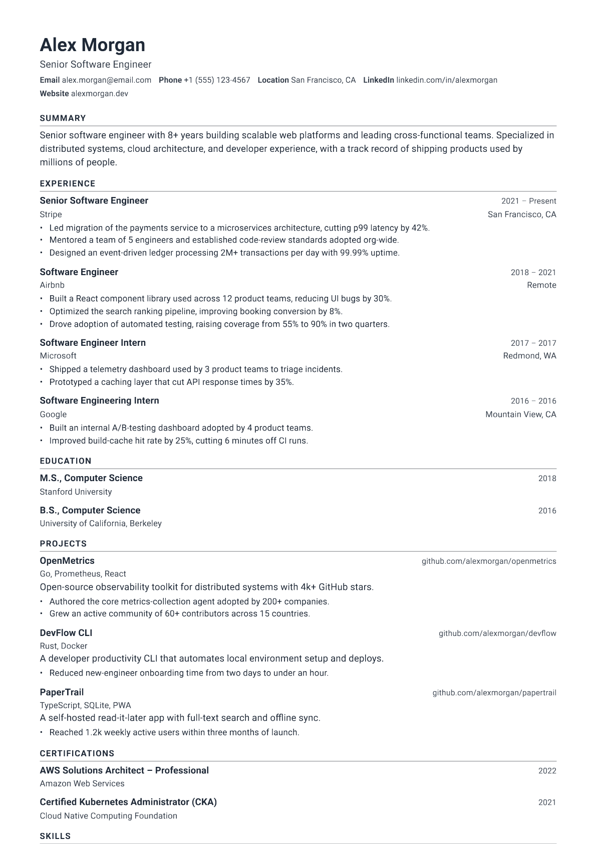 Warehouse Operations Manager resume template