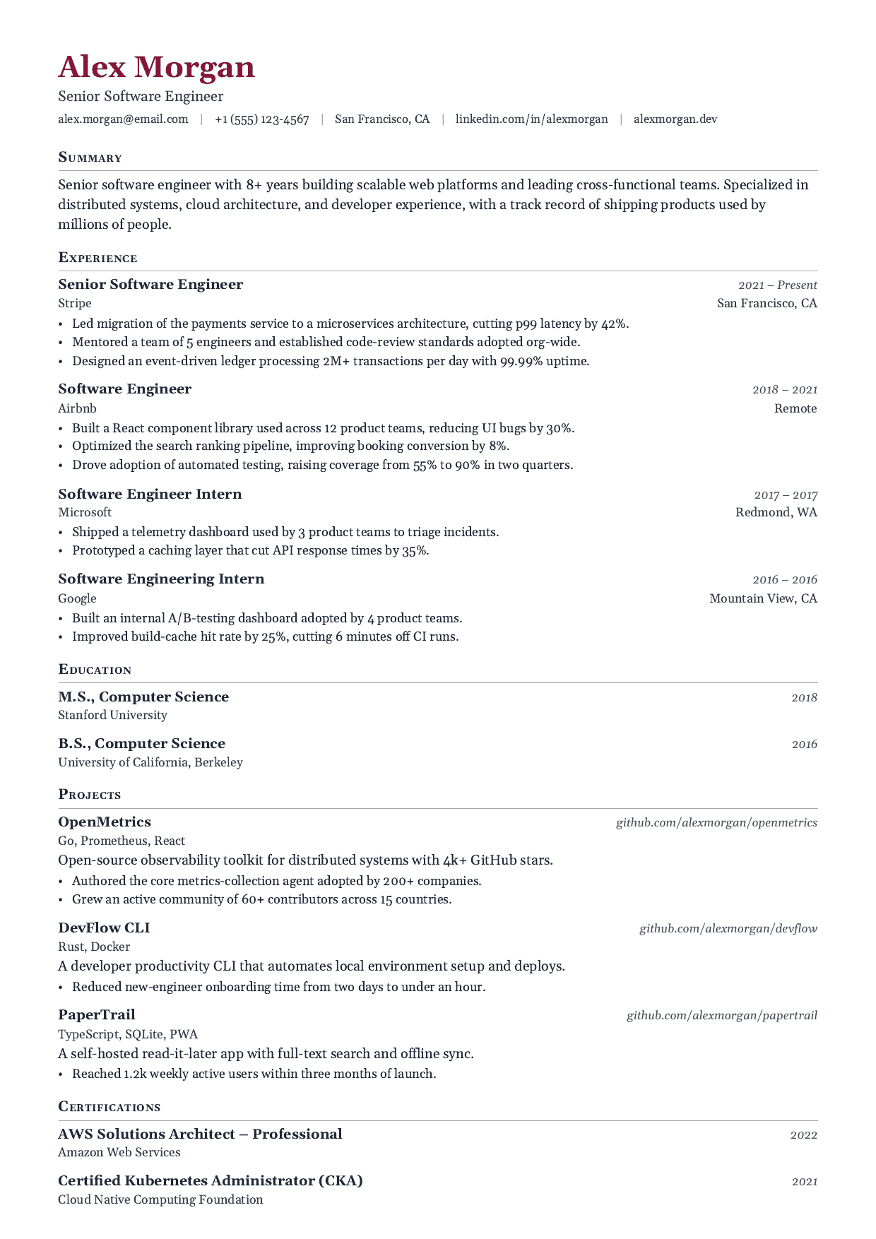 Senior Marketing Manager resume template