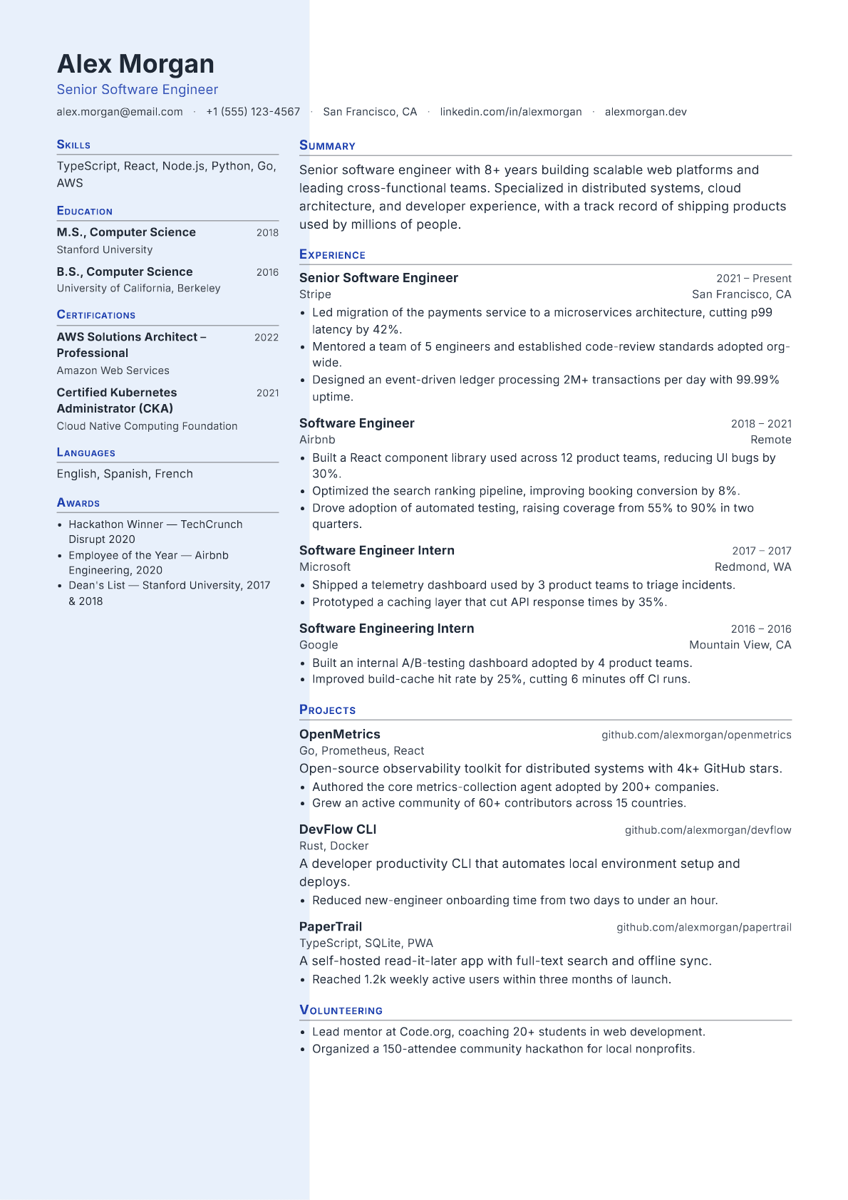 Principal Data Scientist resume template
