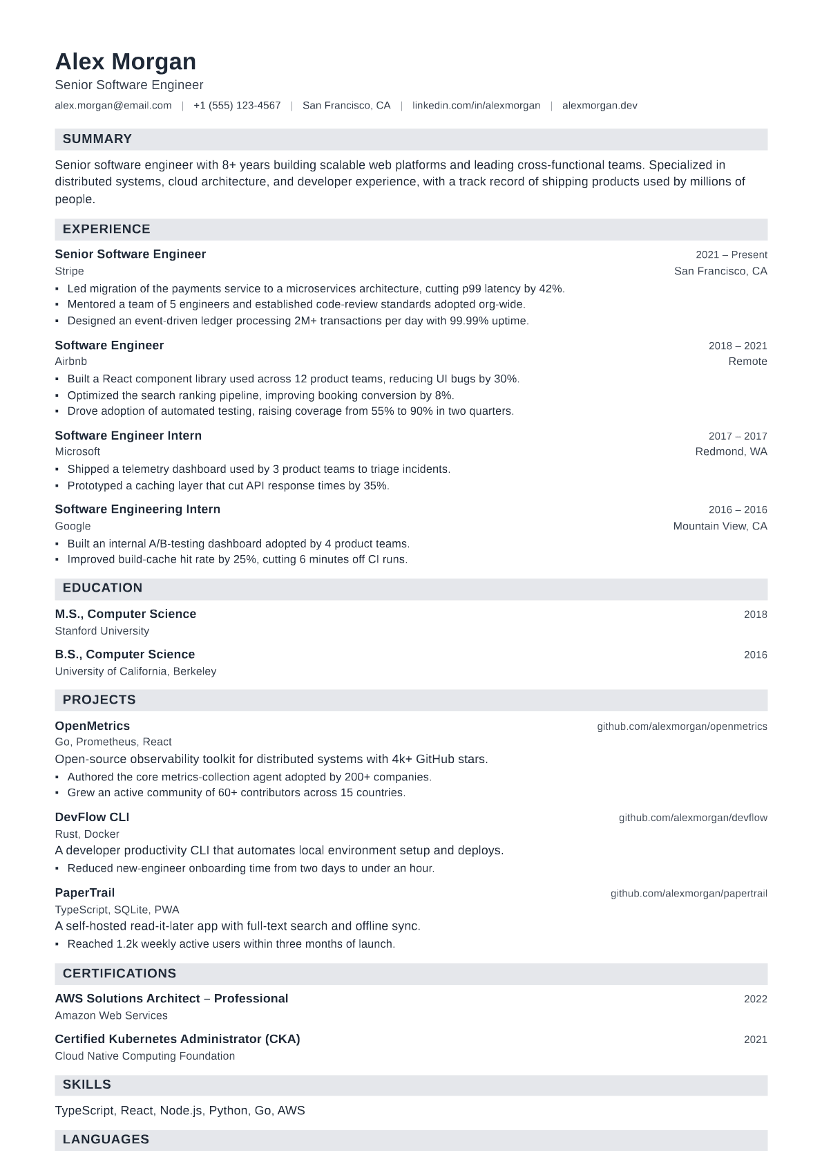Senior Reporting Analyst resume template