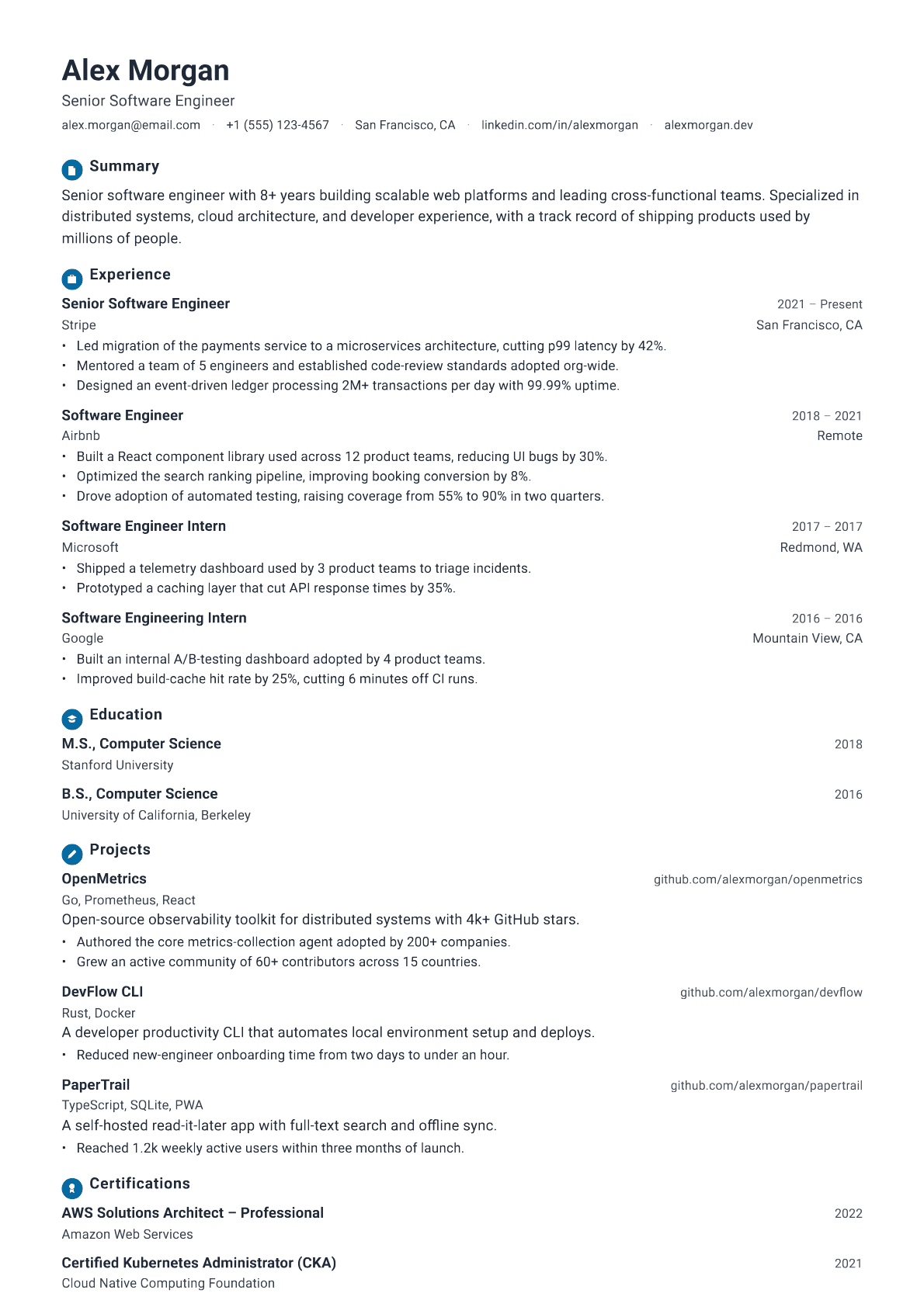 Analytics Engineer resume template
