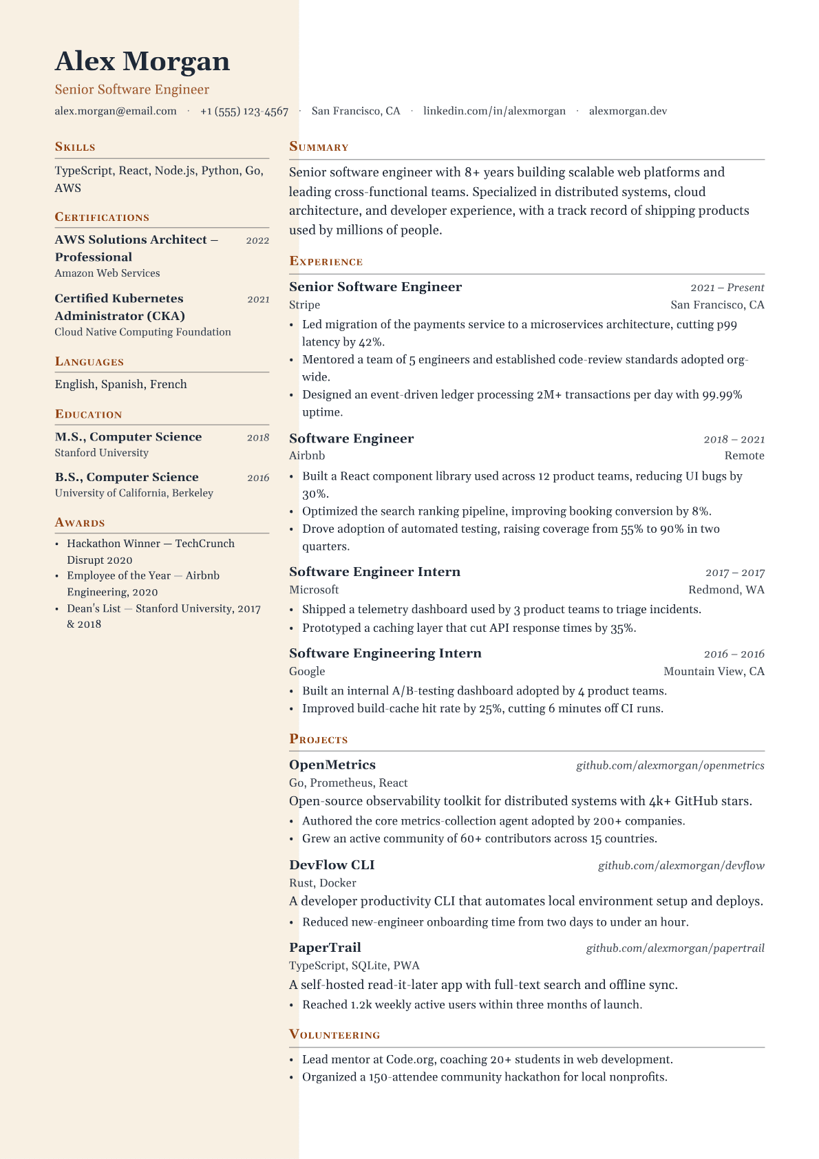 Catering Manager resume template