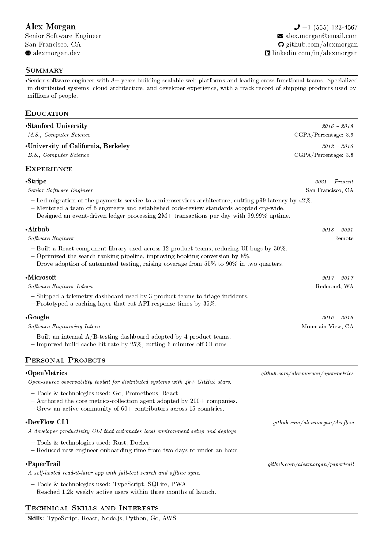 IIIT Guwahati Resume LaTeX resume template