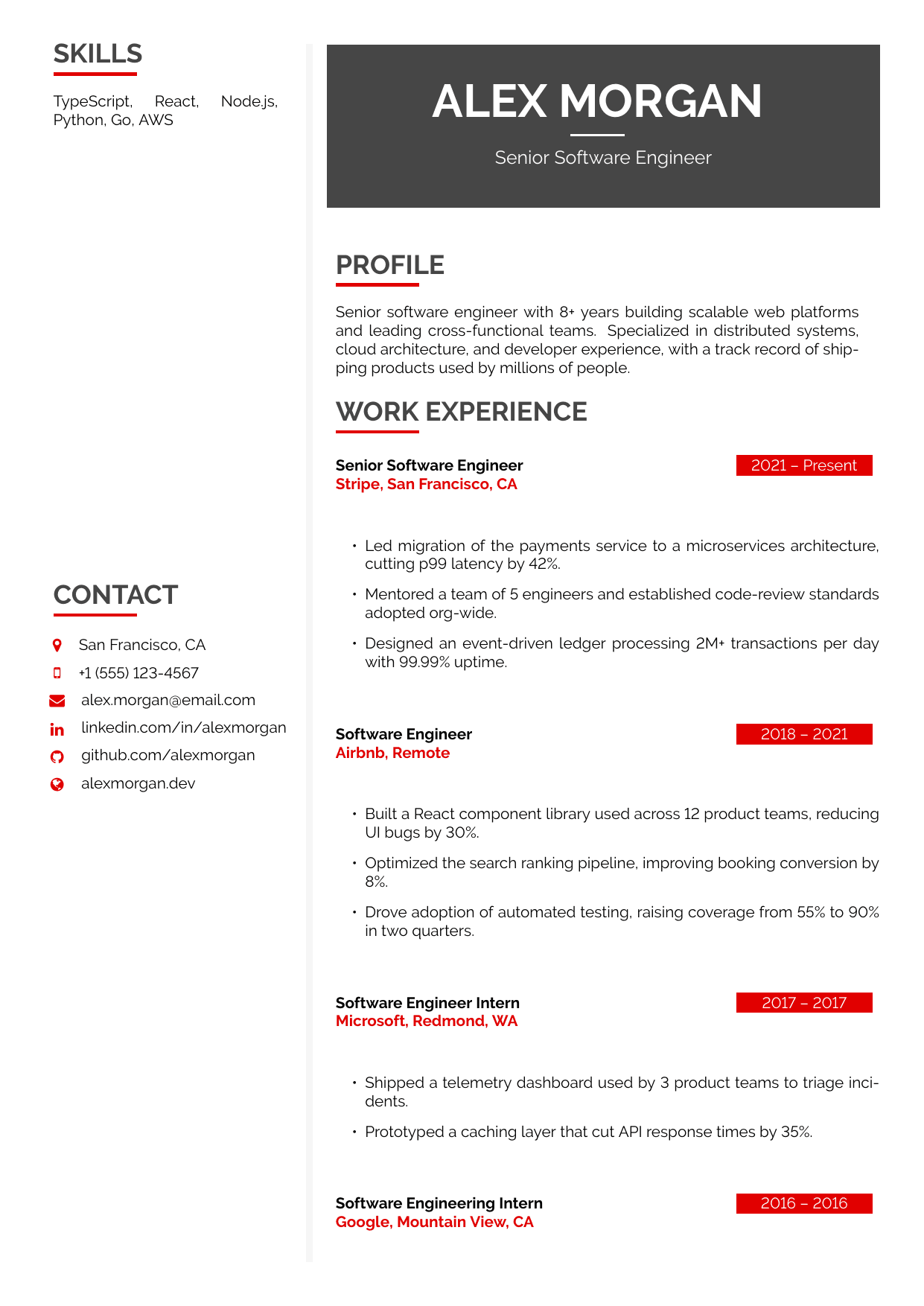 Brand Manager LaTeX resume template