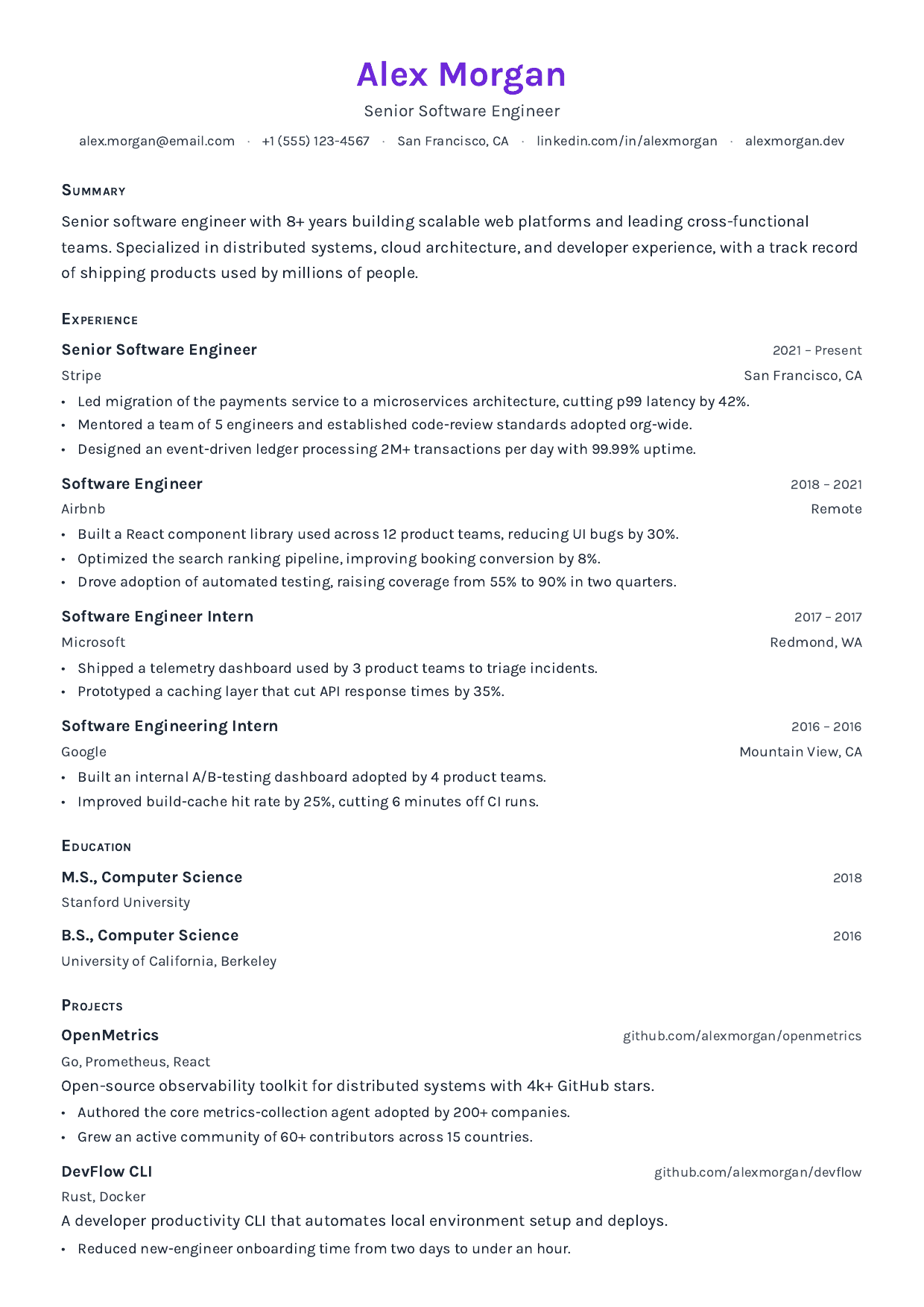 Junior Web Developer resume template