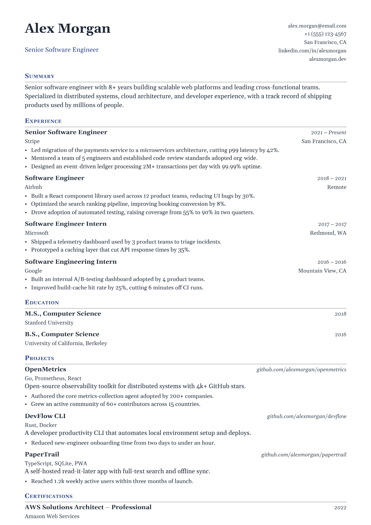 VP of Operations resume template