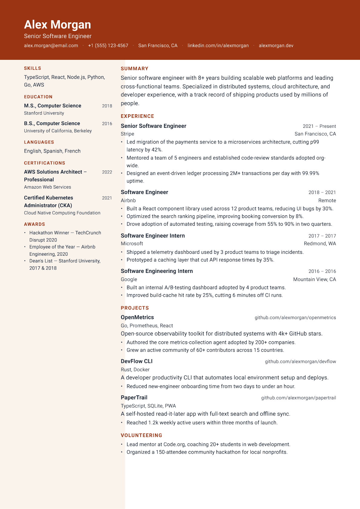 Art Director resume template