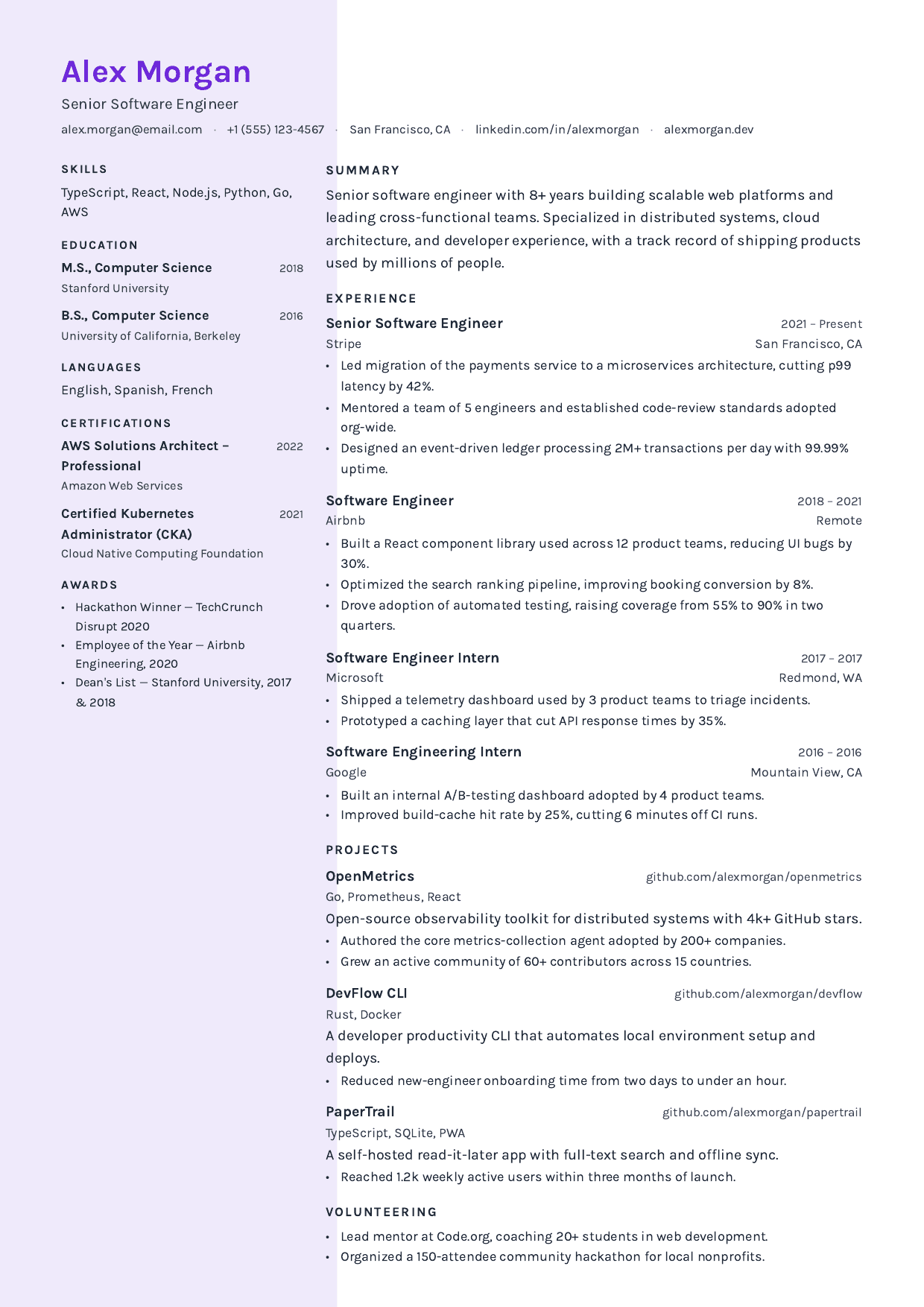 UI Designer resume template