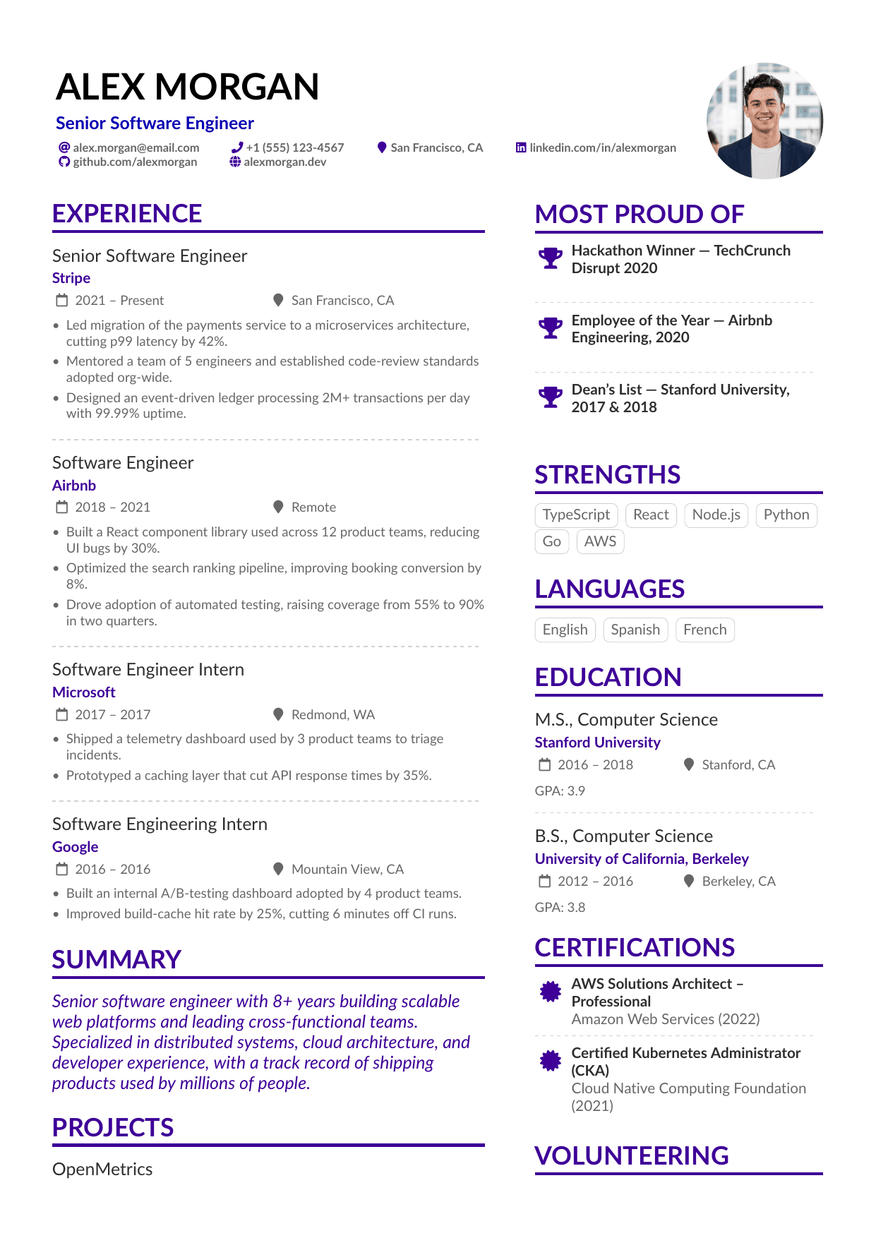 Startup Founder resume template