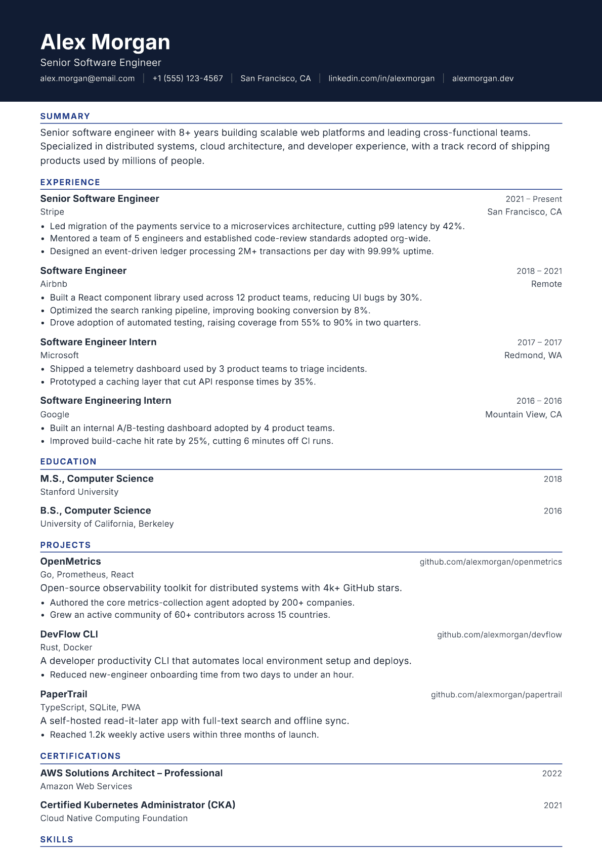 Head of Business Operations resume template