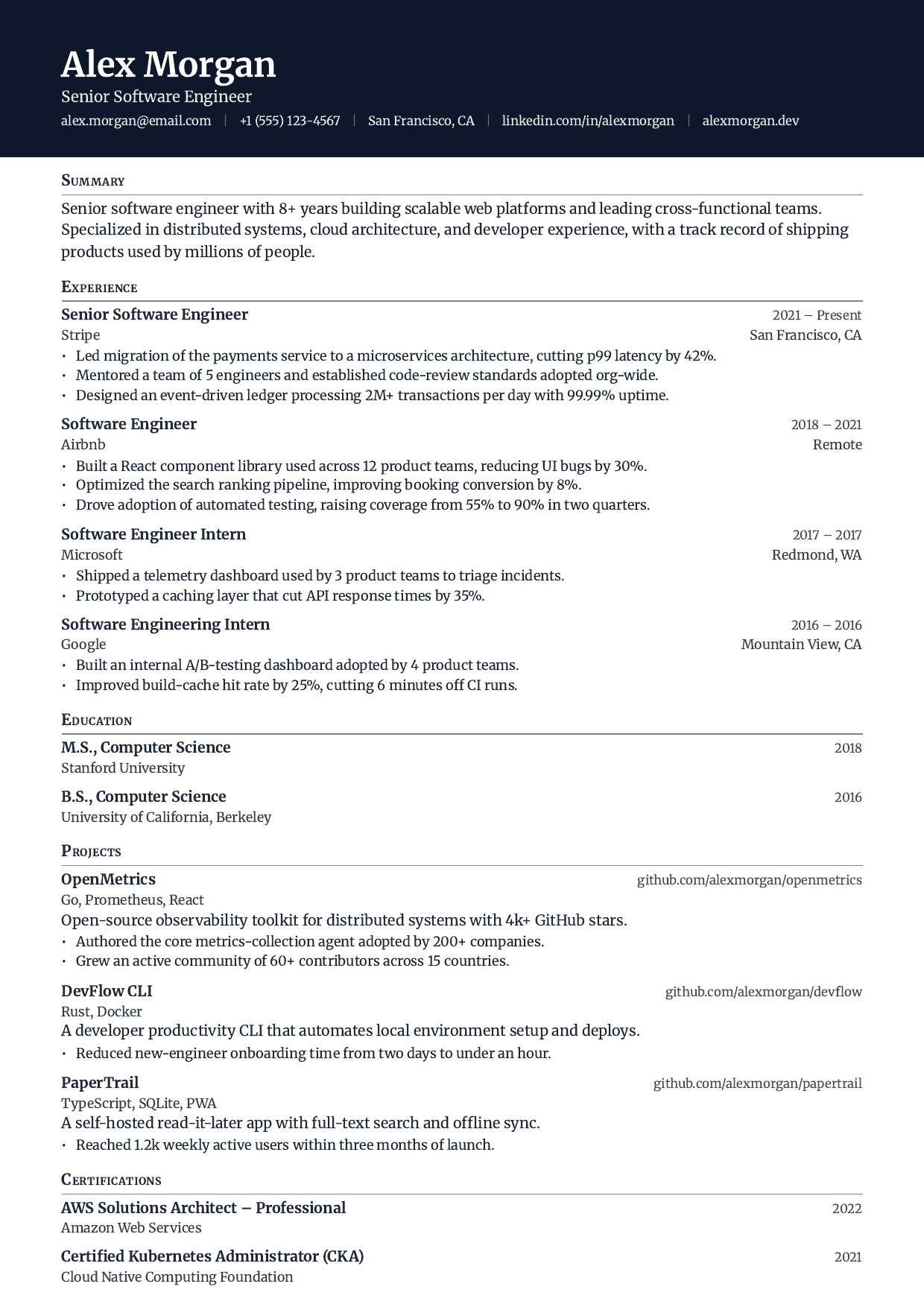 Finance Director resume template