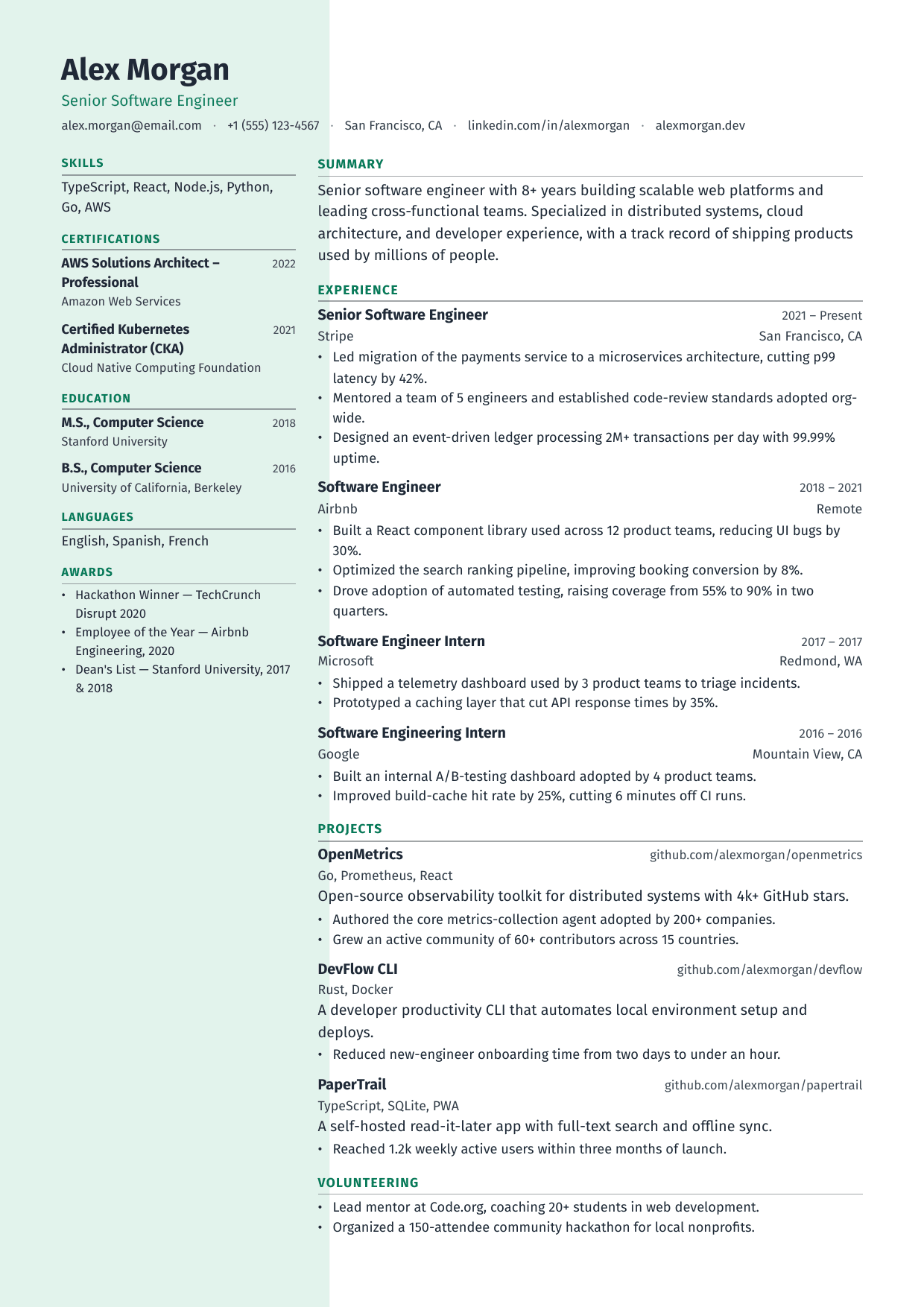 Data Scientist resume template