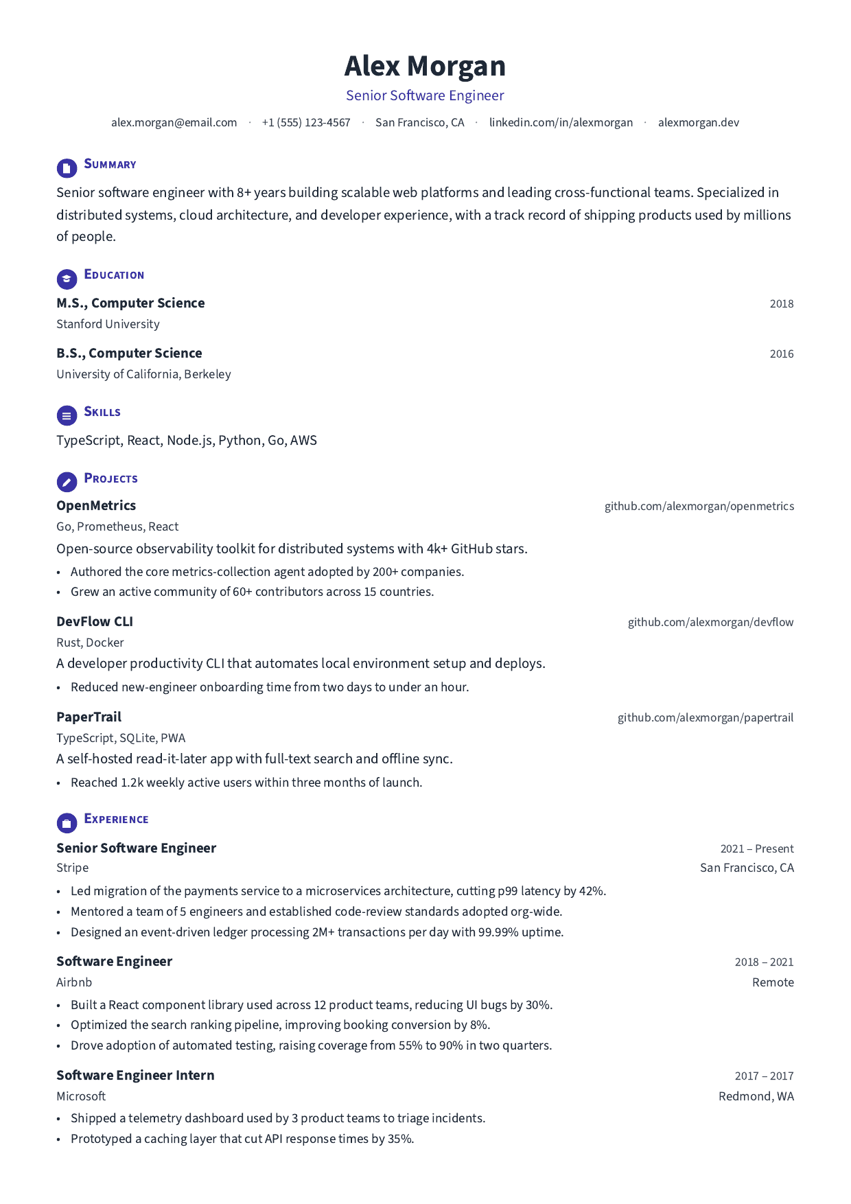Business Analyst Intern resume template