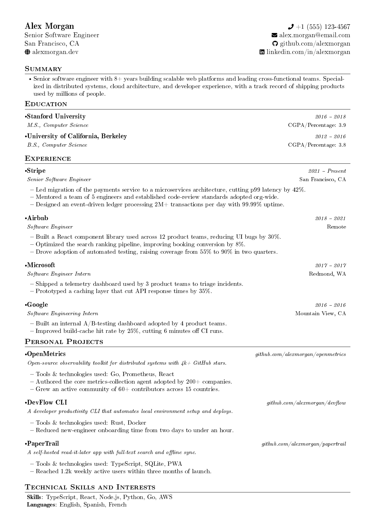 MNIT Jaipur Resume LaTeX resume template