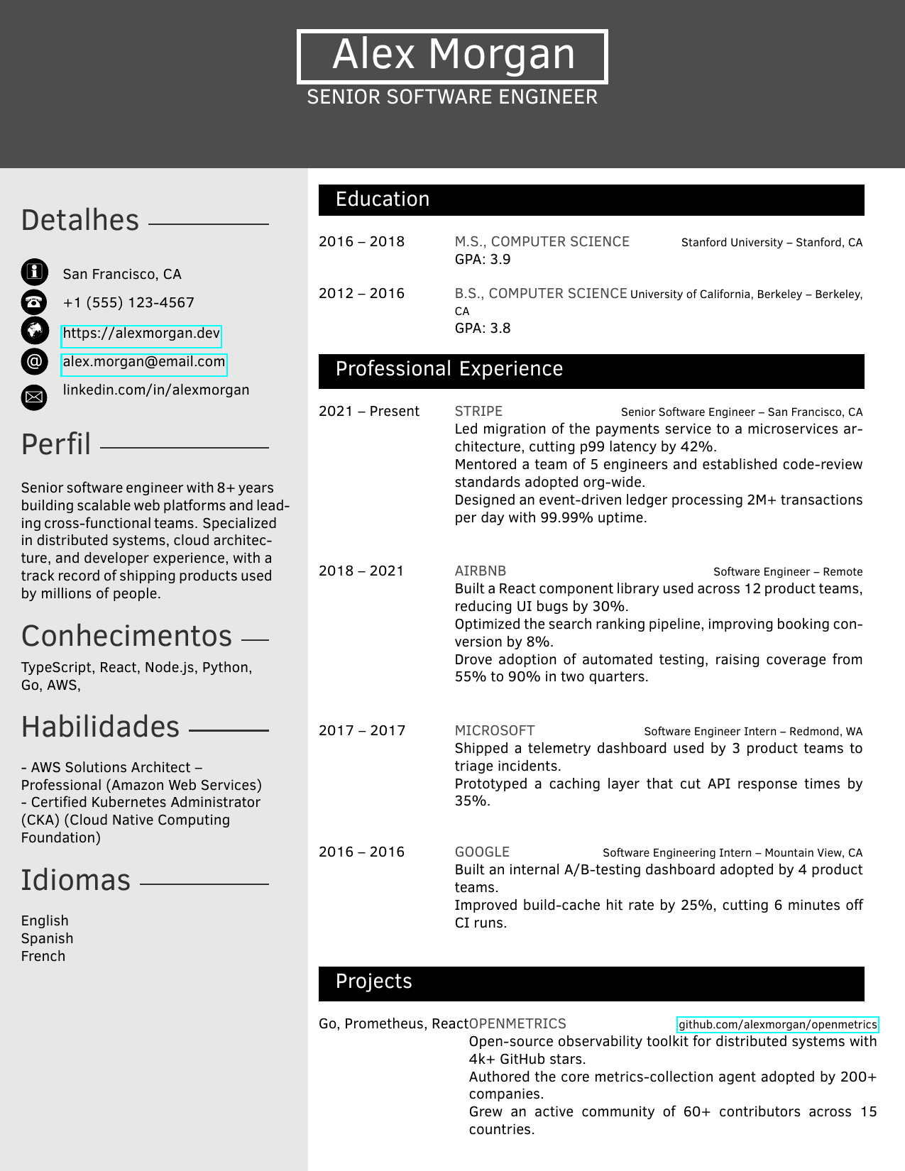 Copywriter LaTeX resume template