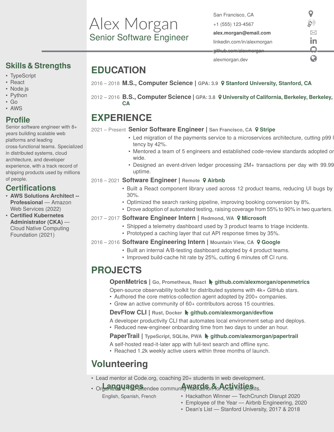 Logistics Specialist LaTeX resume template