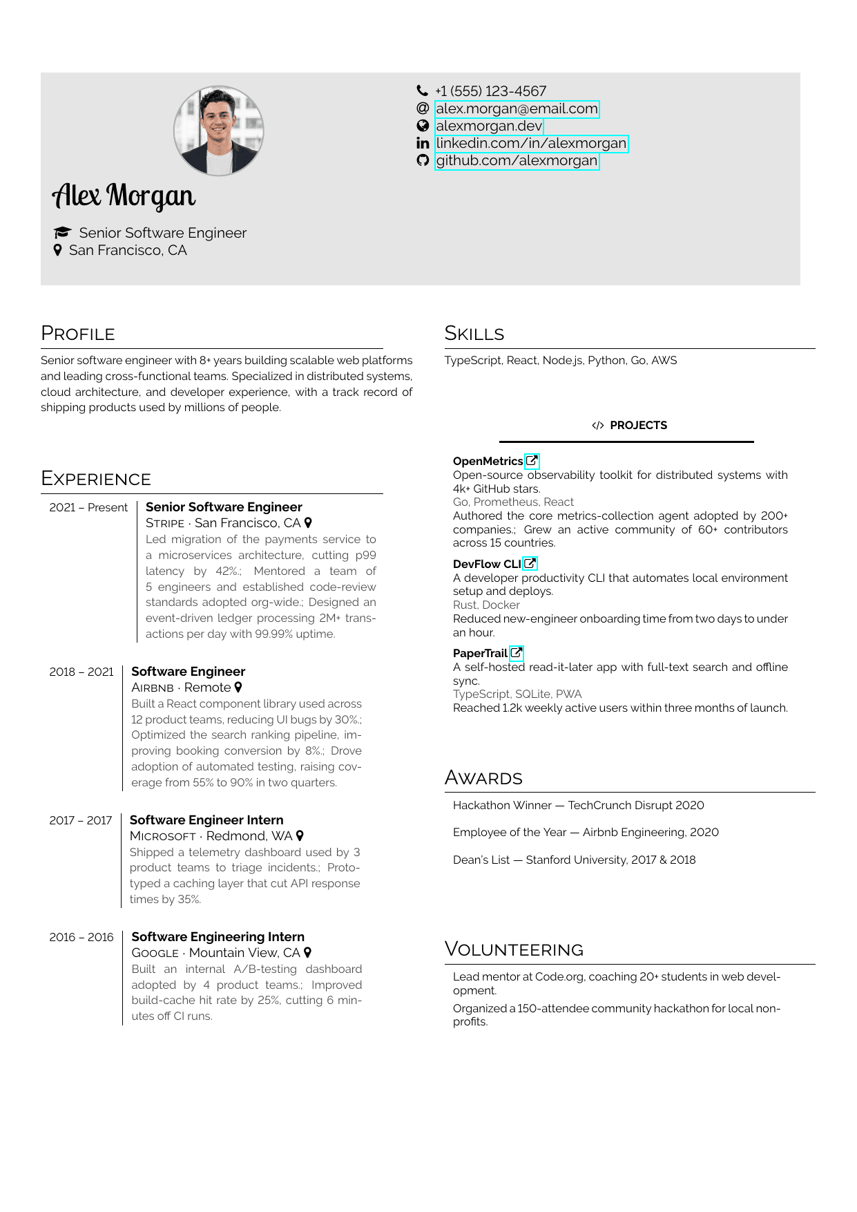 SEO Specialist LaTeX resume template