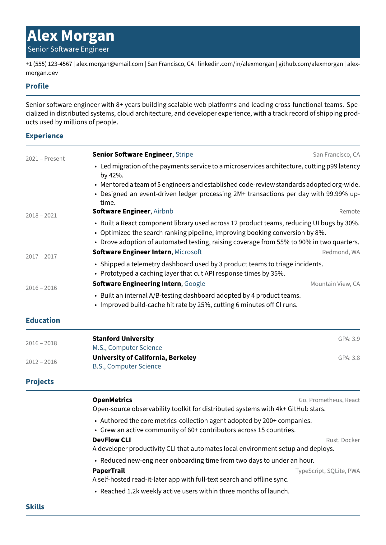ModernCV Banking resume template