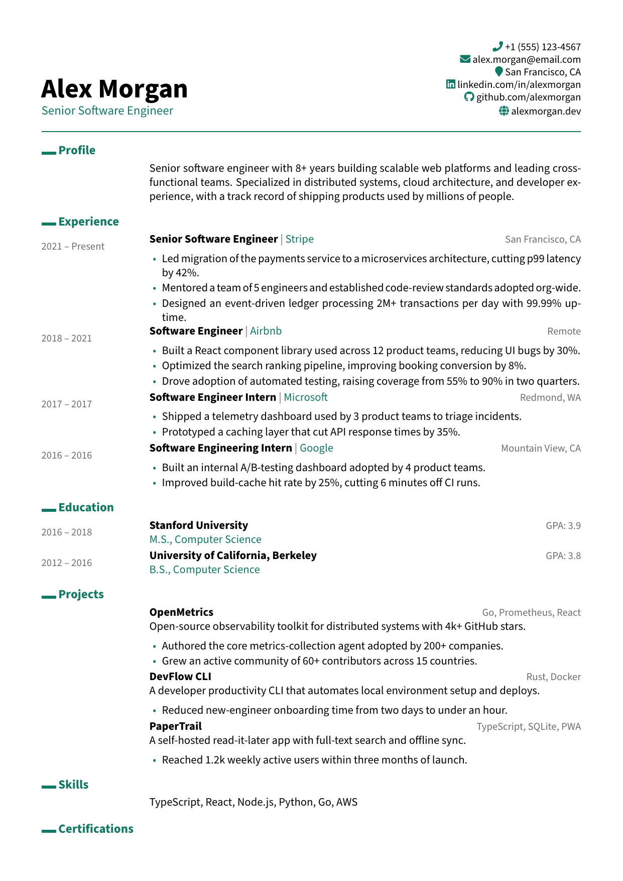 ModernCV Classic LaTeX resume template