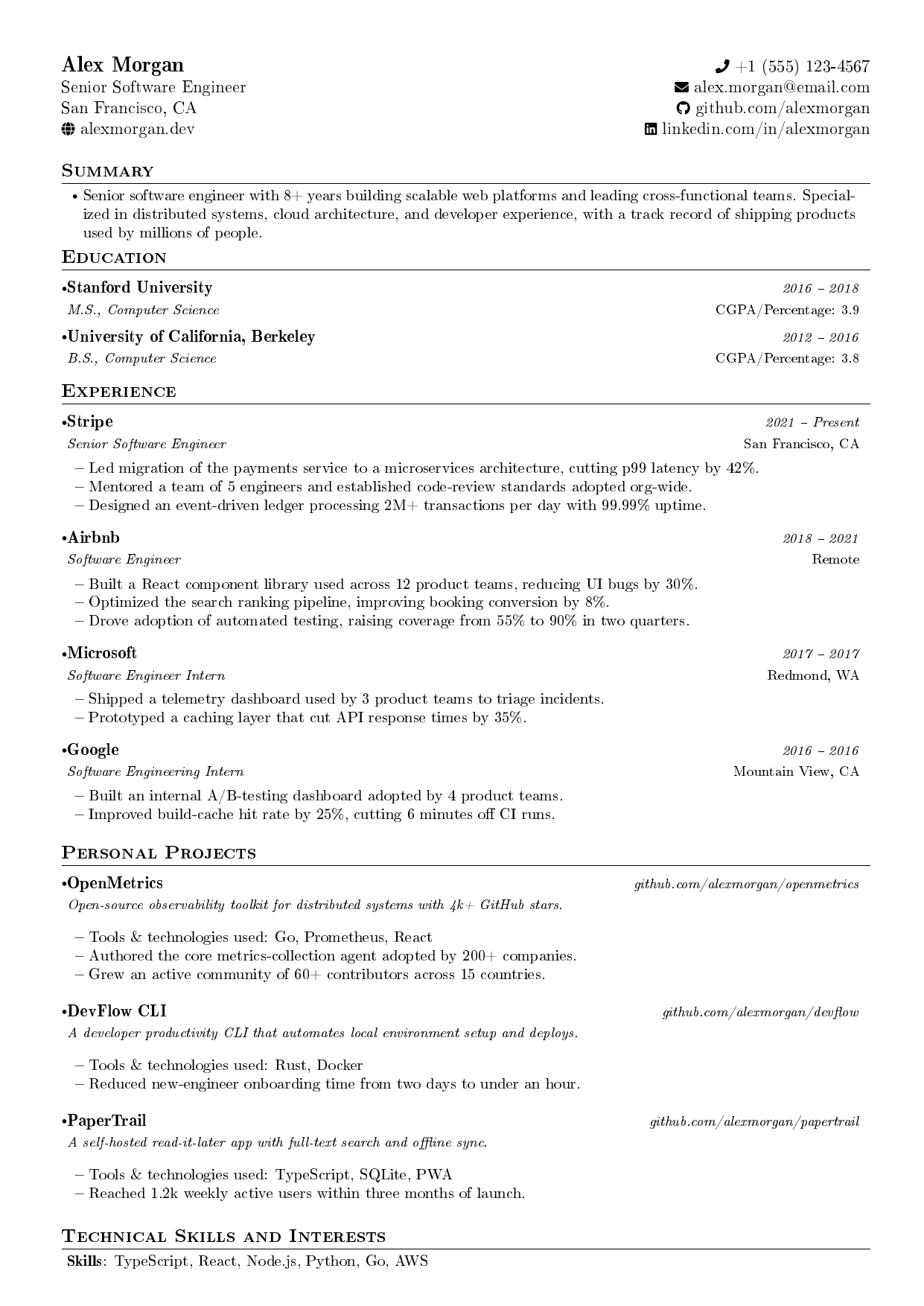 NIT Patna Resume LaTeX resume template
