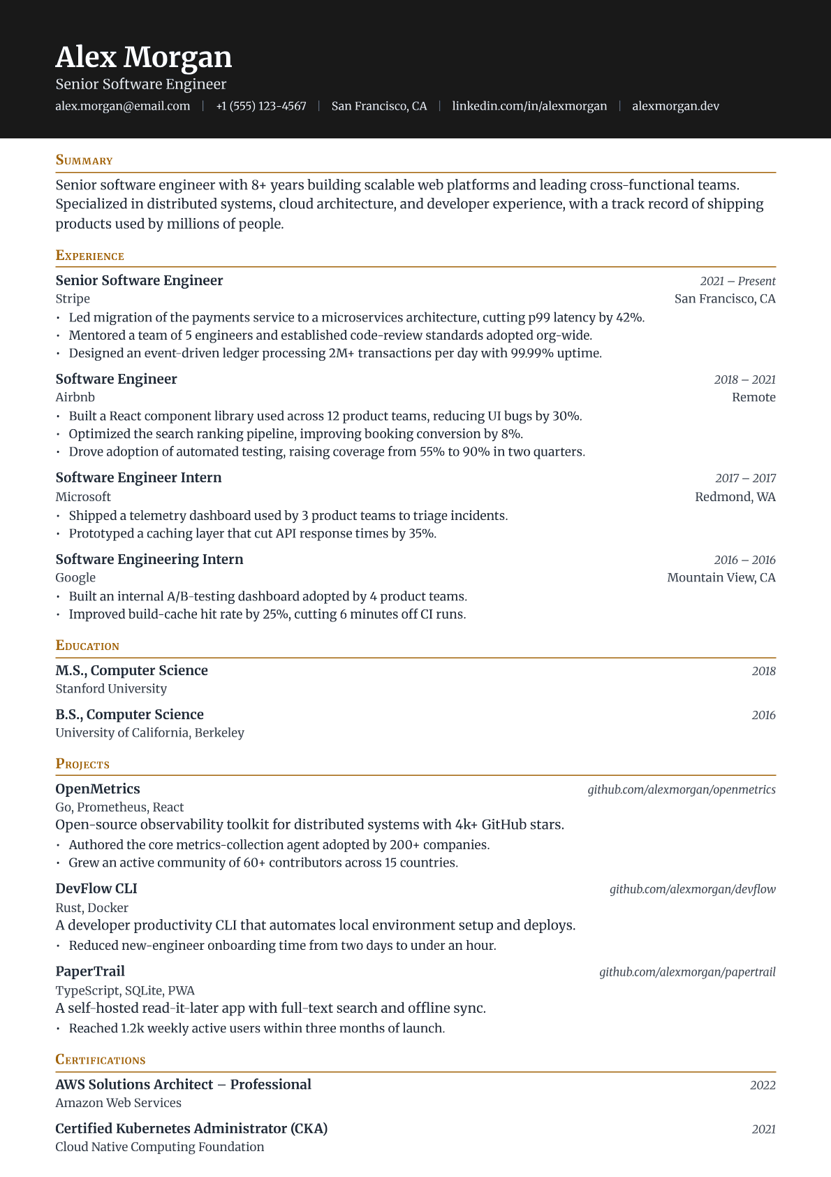 Head of Finance resume template