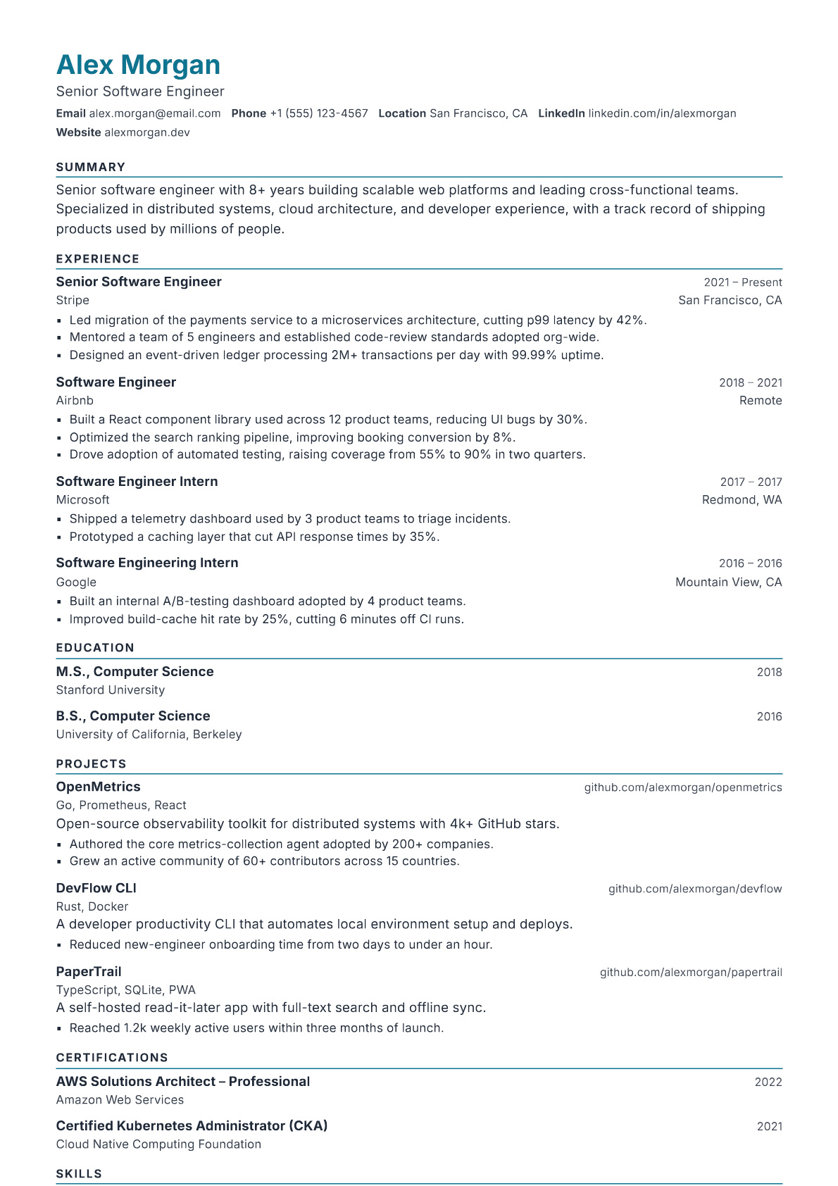 Network Infrastructure Engineer resume template