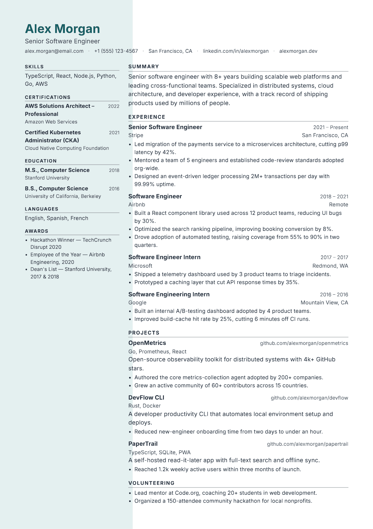 Supply Chain Analyst resume template