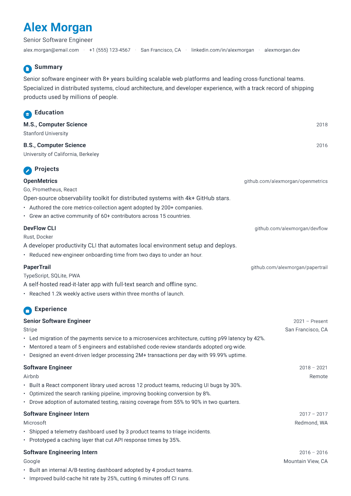Junior Software Developer resume template