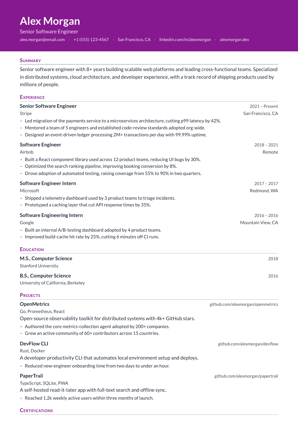 HR Generalist resume template