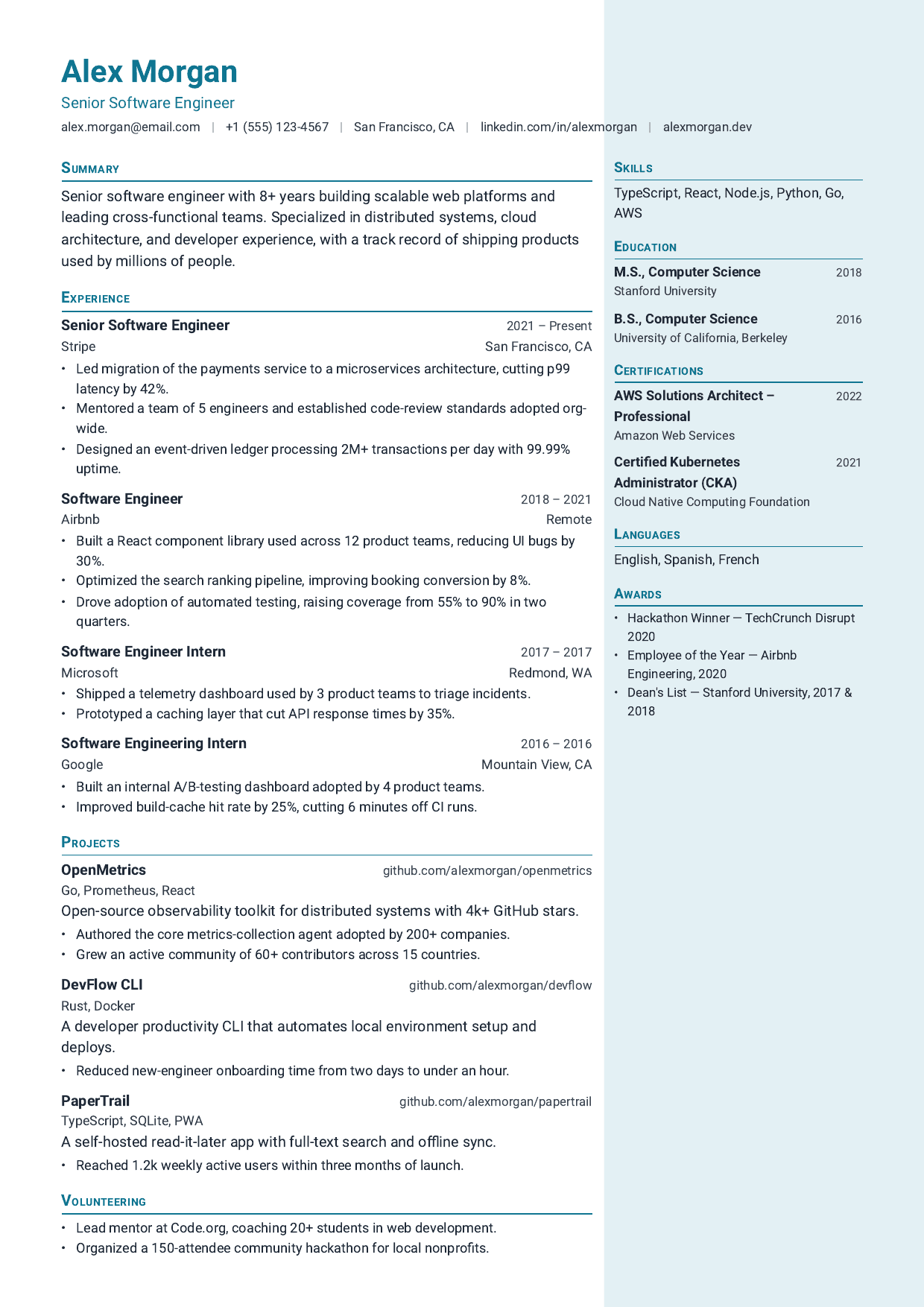Logistics Planner resume template
