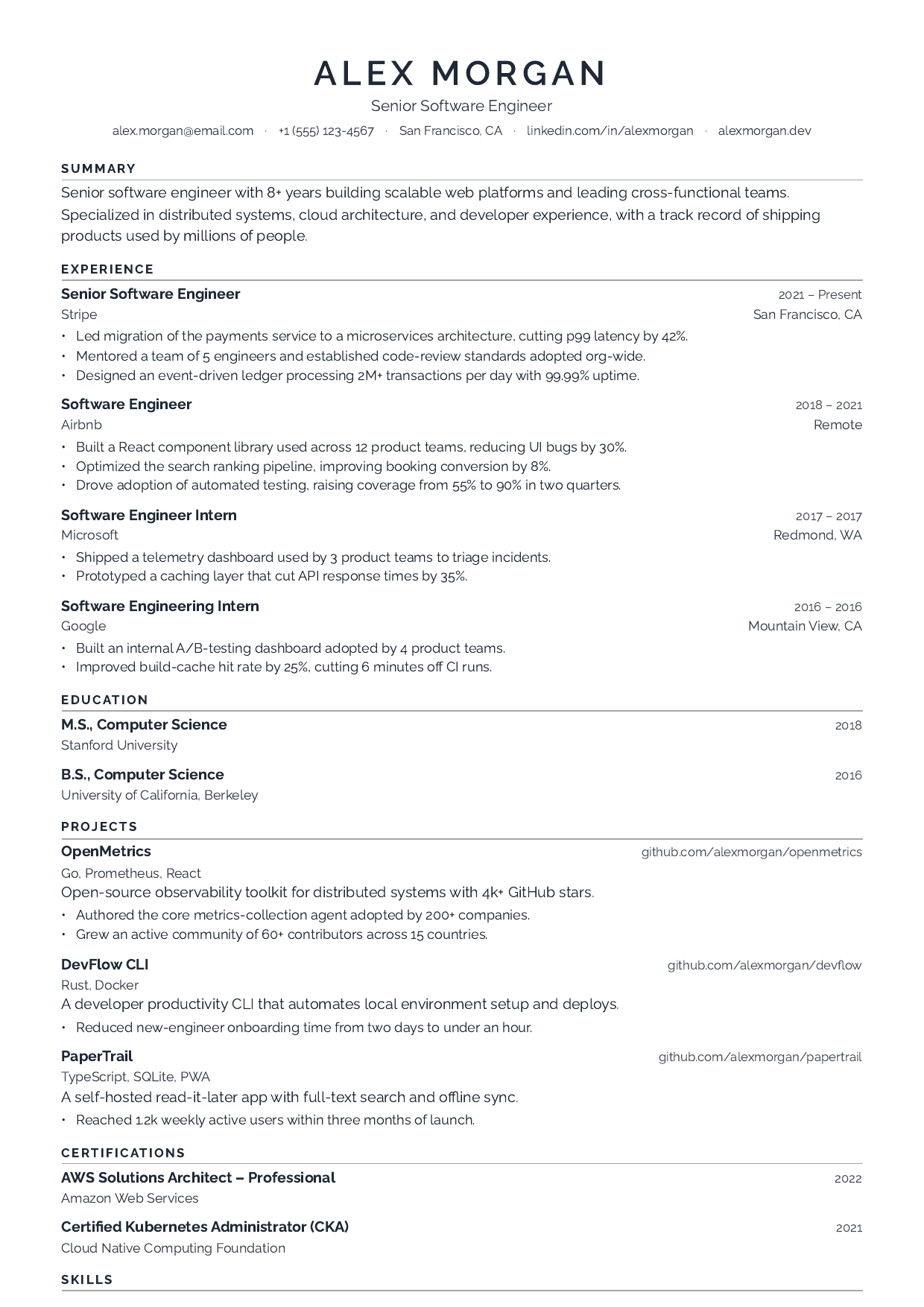 Senior Engineering Manager resume template