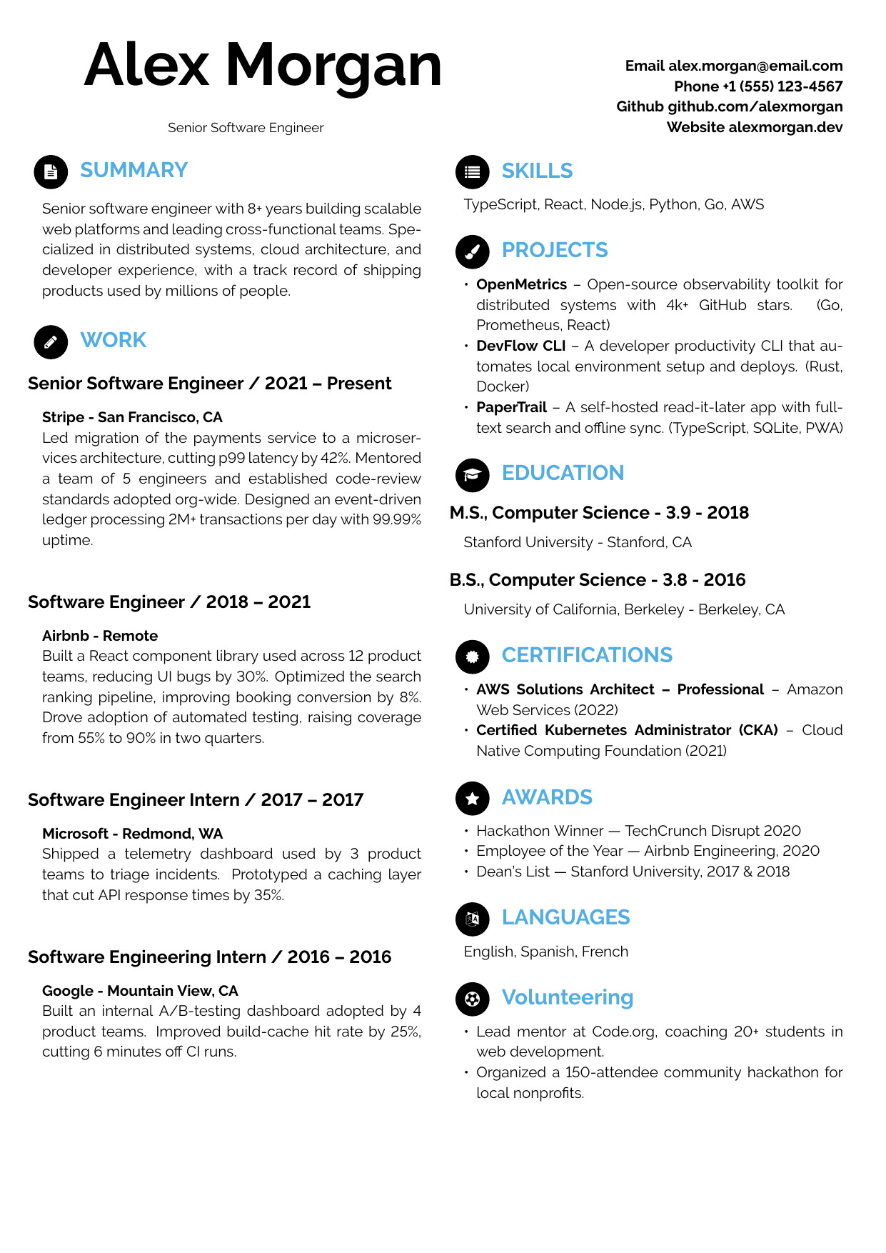 Real Estate LaTeX resume template