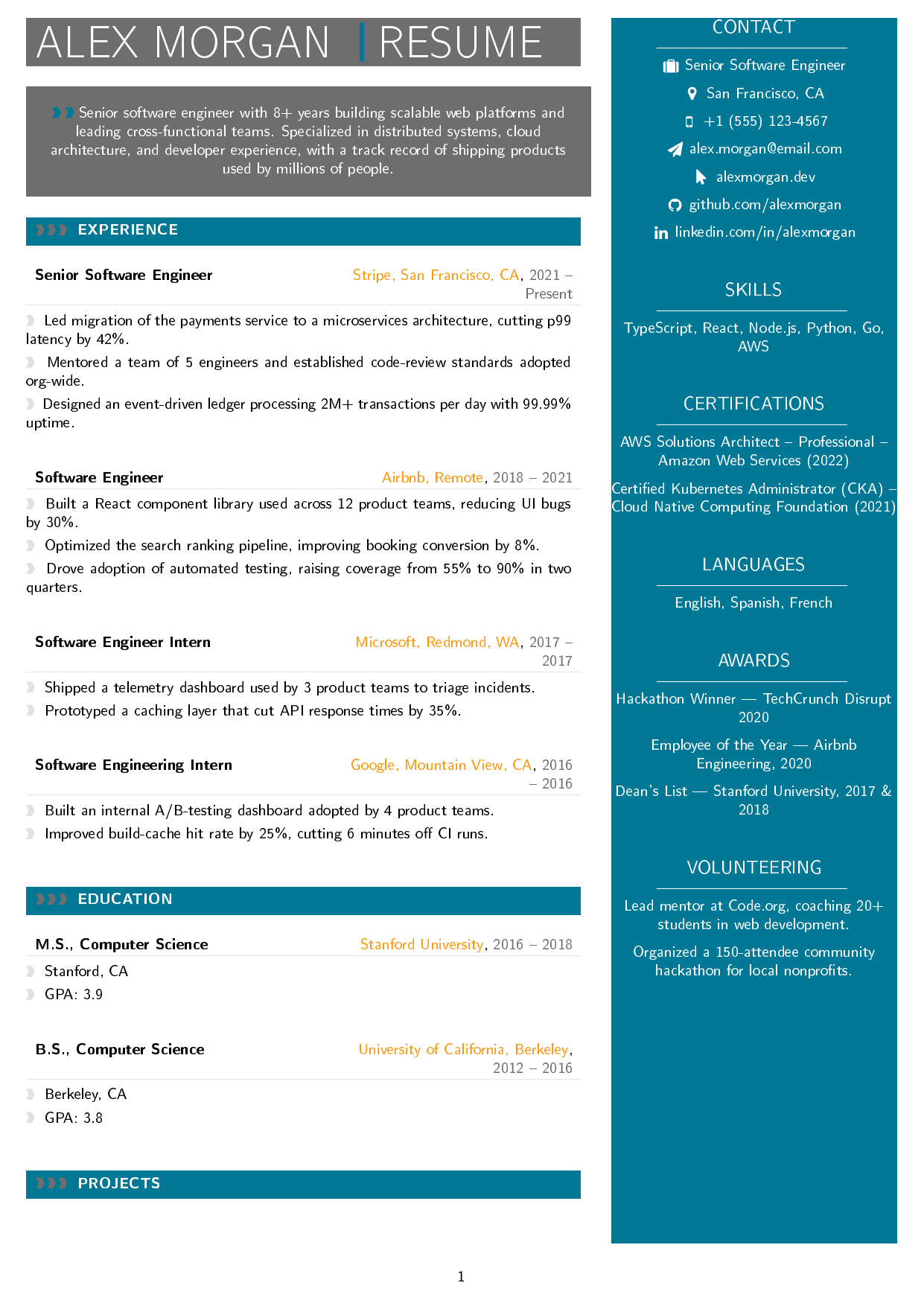Lawyer LaTeX resume template