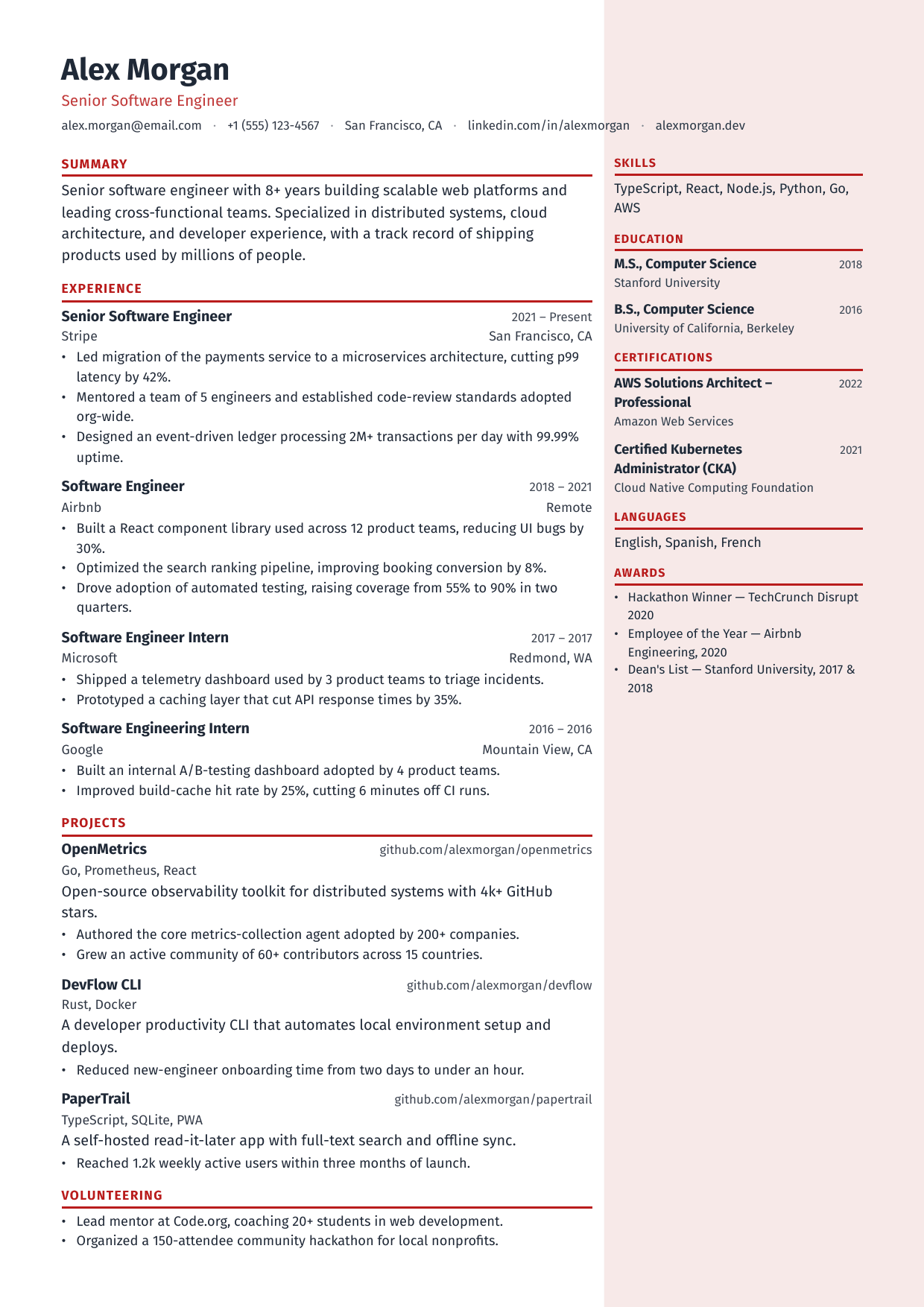 Sales Engineer resume template